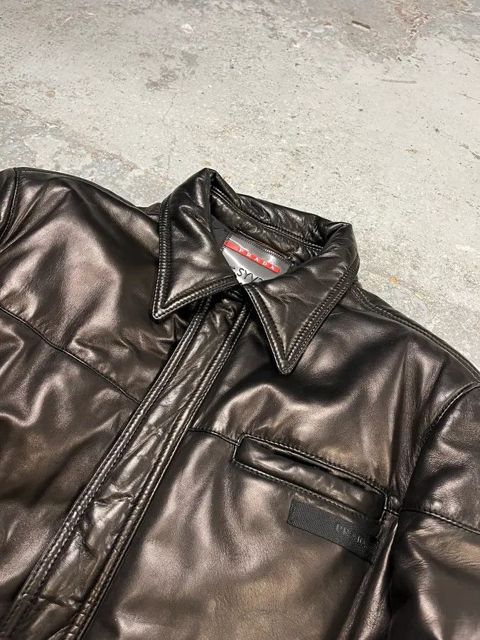Prada 2000s Prada Brown Leather Bomber Jacket Size US M / EU 48-50 / 2 - 5 Thumbnail