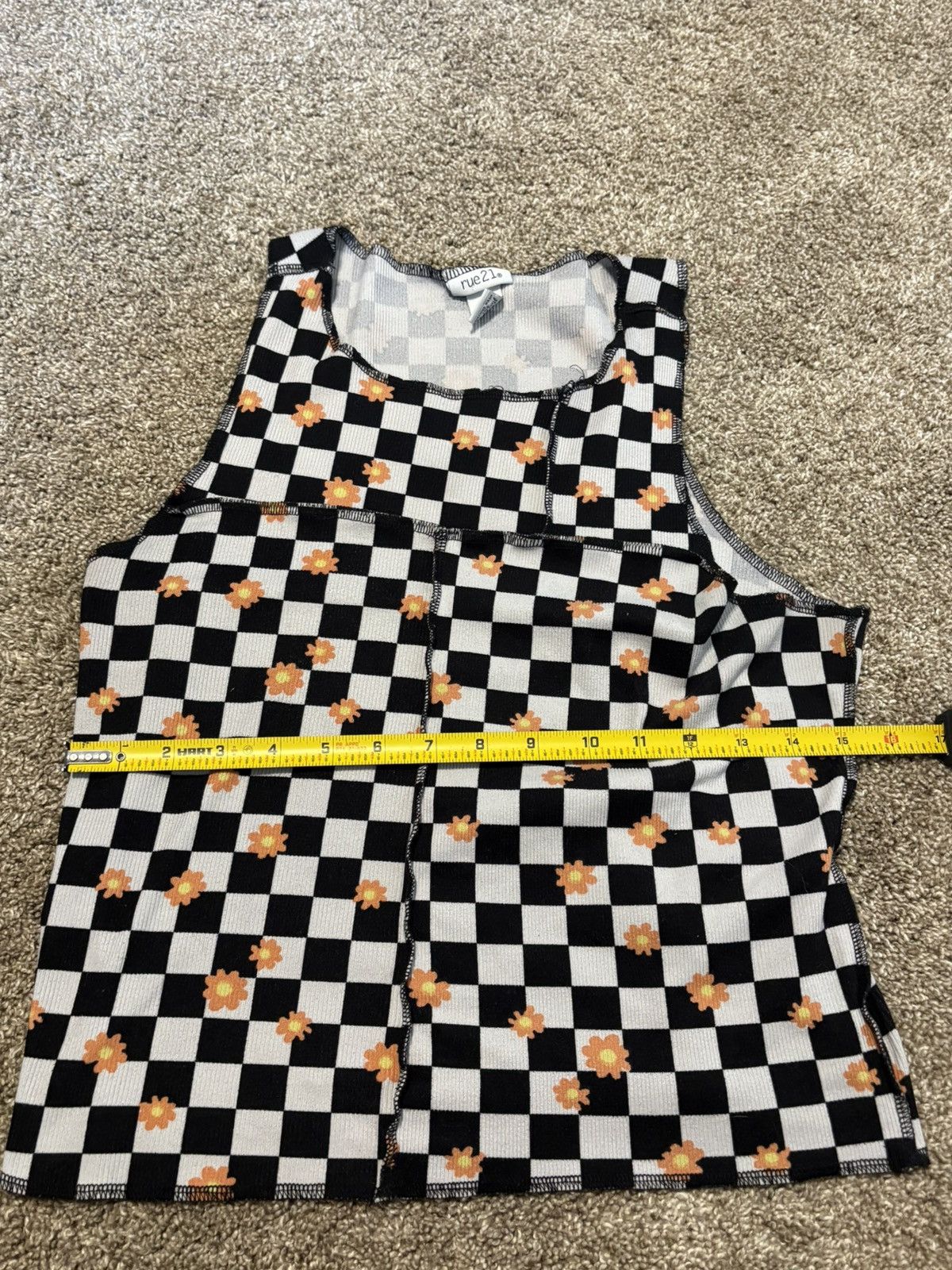 rue21 (Rue 21) Checkered Floral Tank Top: Size XL Size XL / US 12-14 / IT 48-50 - 3 Thumbnail