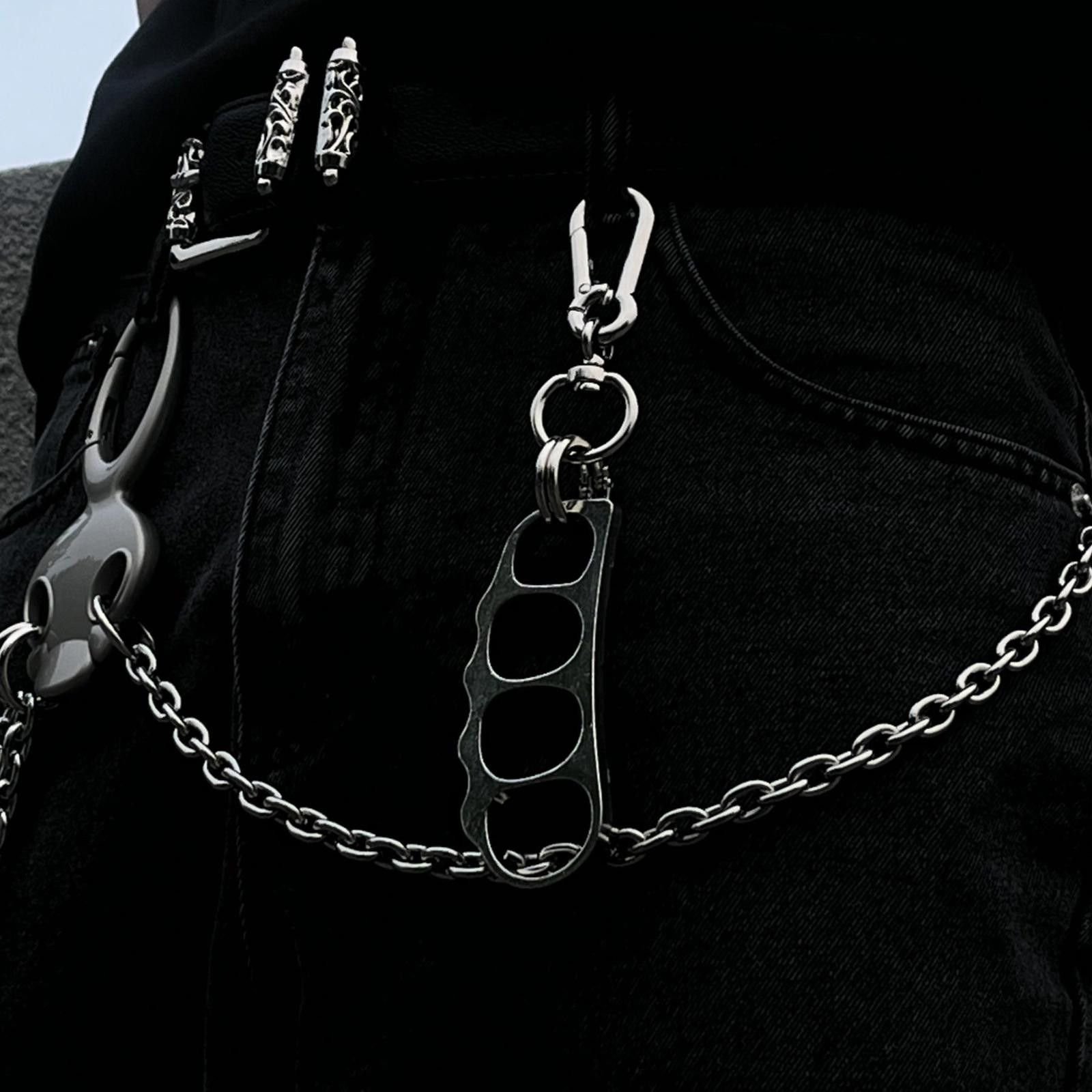 Jewelry Metal Brass Knuckle Keychain Clip, Edgy Men's Accessory Size ONE SIZE - 1 Thumbnail