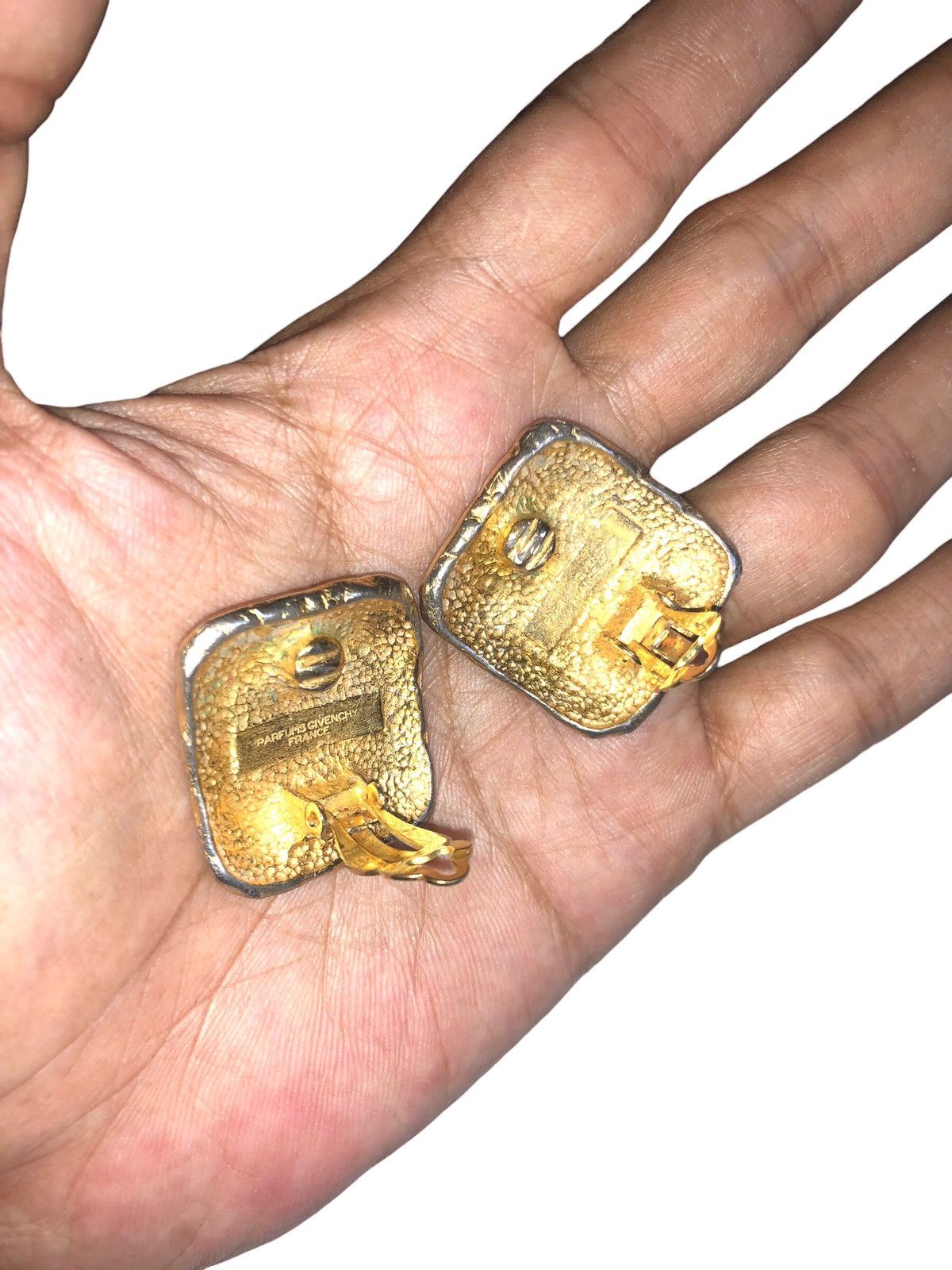 Givenchy 💯🔥Vintage GIVENCHY PARIS Square Logo Gold Earrings Parfums Size ONE SIZE - 8 Thumbnail