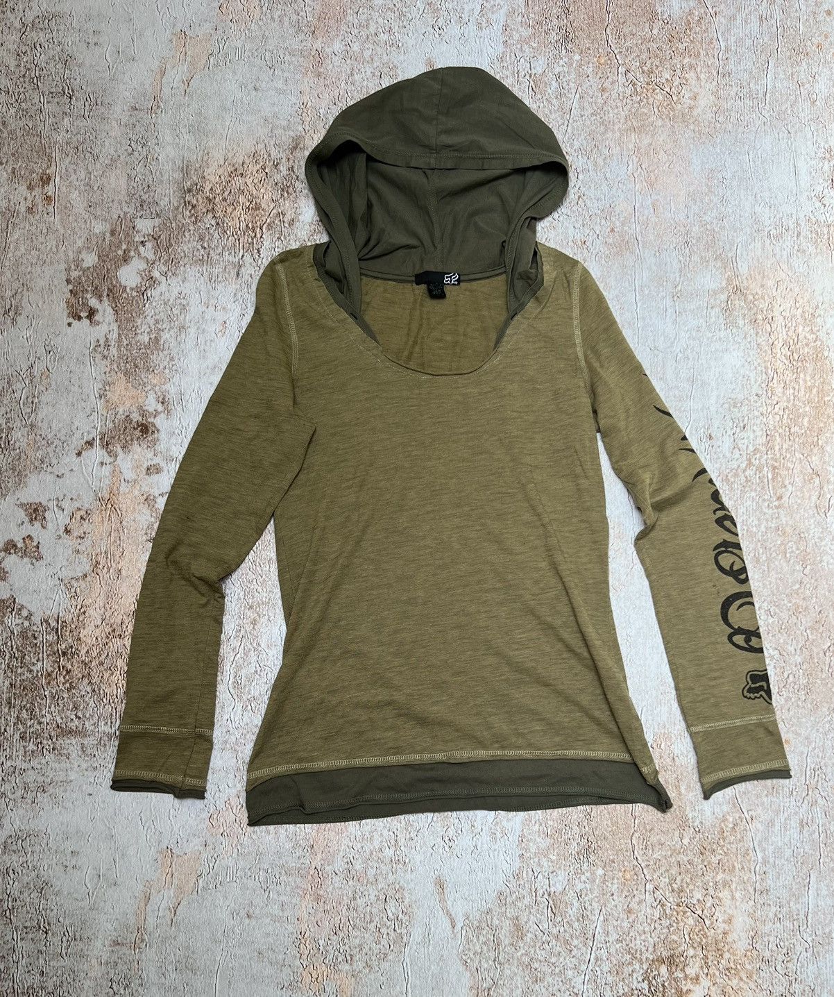 Japanese Brand Fox Racing vintage khaki hoodie Size S / US 4 / IT 40 - 2 Thumbnail