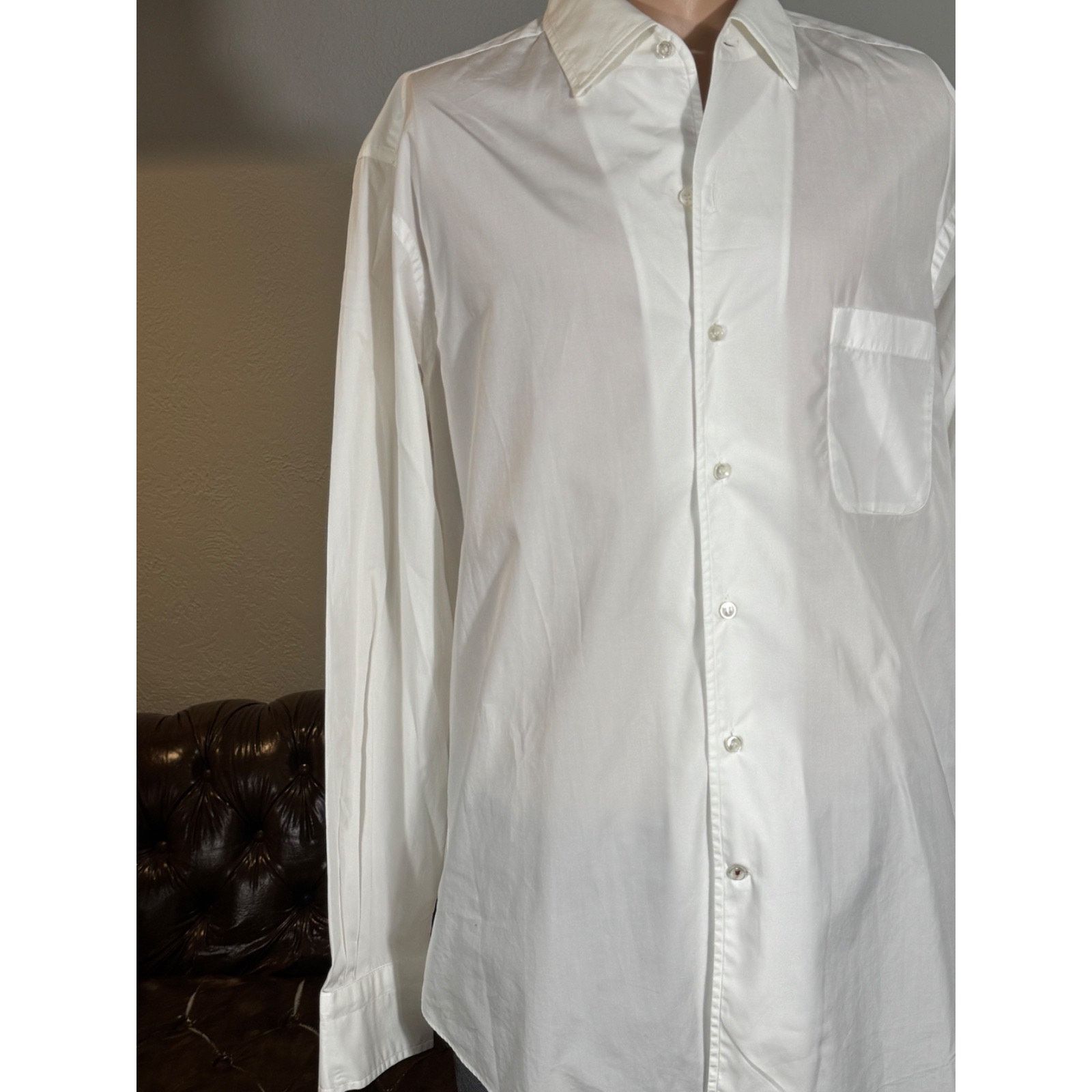 Loro Piana Loro Piana Andre White Poplin Dress Shirt Large Cotton Size US L / EU 52-54 / 3 - 2 Thumbnail
