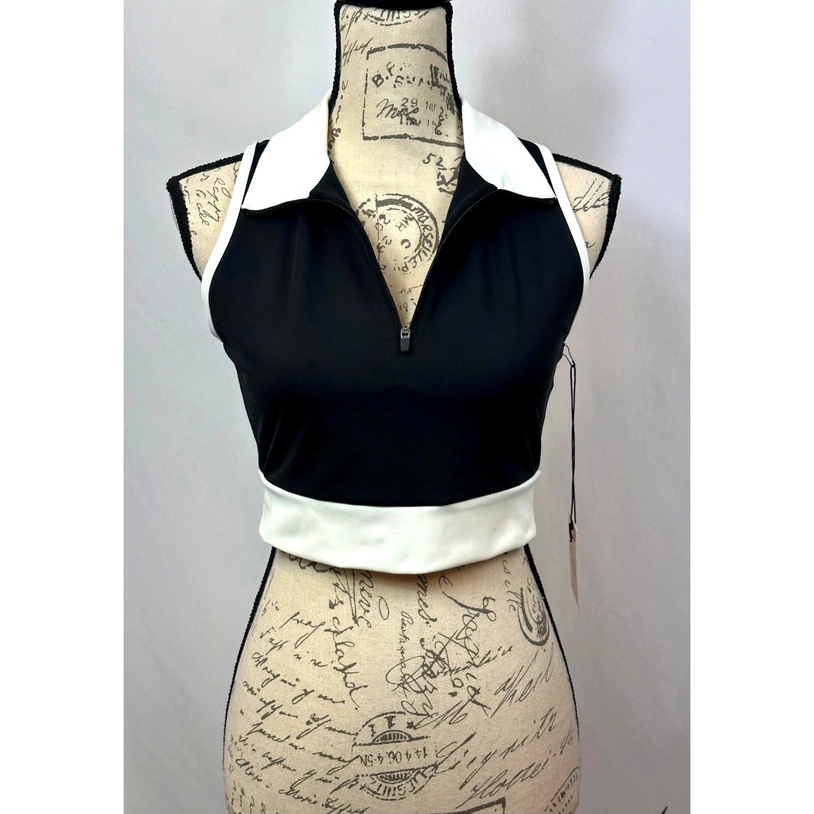 Other Sincerely Jules Active Crop Top Top Zipper Black/White M Size M / US 6-8 / IT 42-44 - 2 Thumbnail