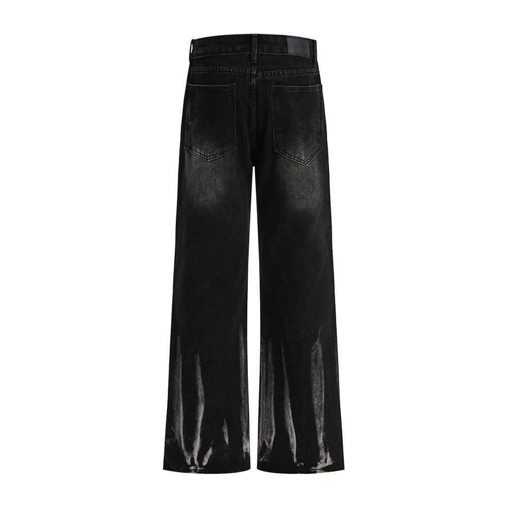 Japanese Brand Men's hip-hop trend casual ink-splashed loose wide-leg jeans Size US 32 / EU 48 - 2 Thumbnail