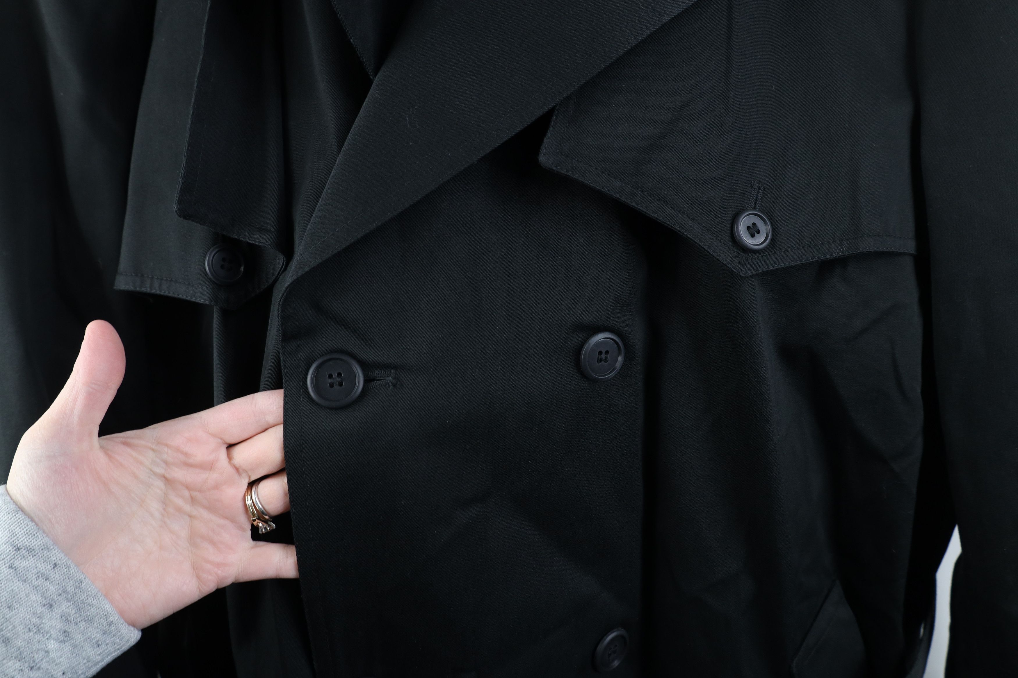 Vintage Vintage 90s Streetwear Lined Belted Trench Coat Jacket Black Size US XXL / EU 58 / 5 - 7 Thumbnail