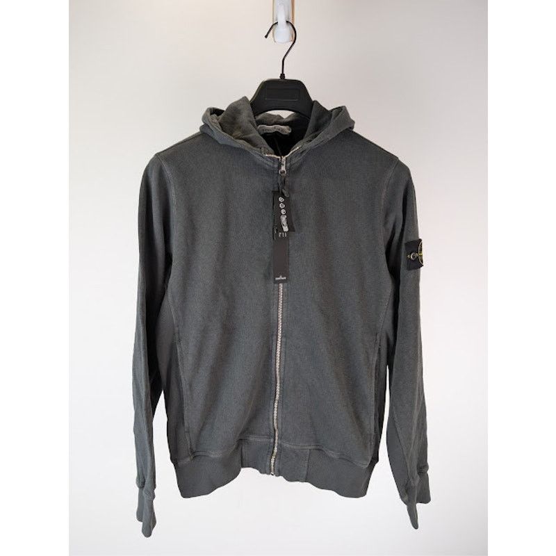 Stone Island o1rshd1 Malfile Cotton Fleece Zip Up Hoodie in Dark Grey Size US S / EU 44-46 / 1 - 2 Thumbnail
