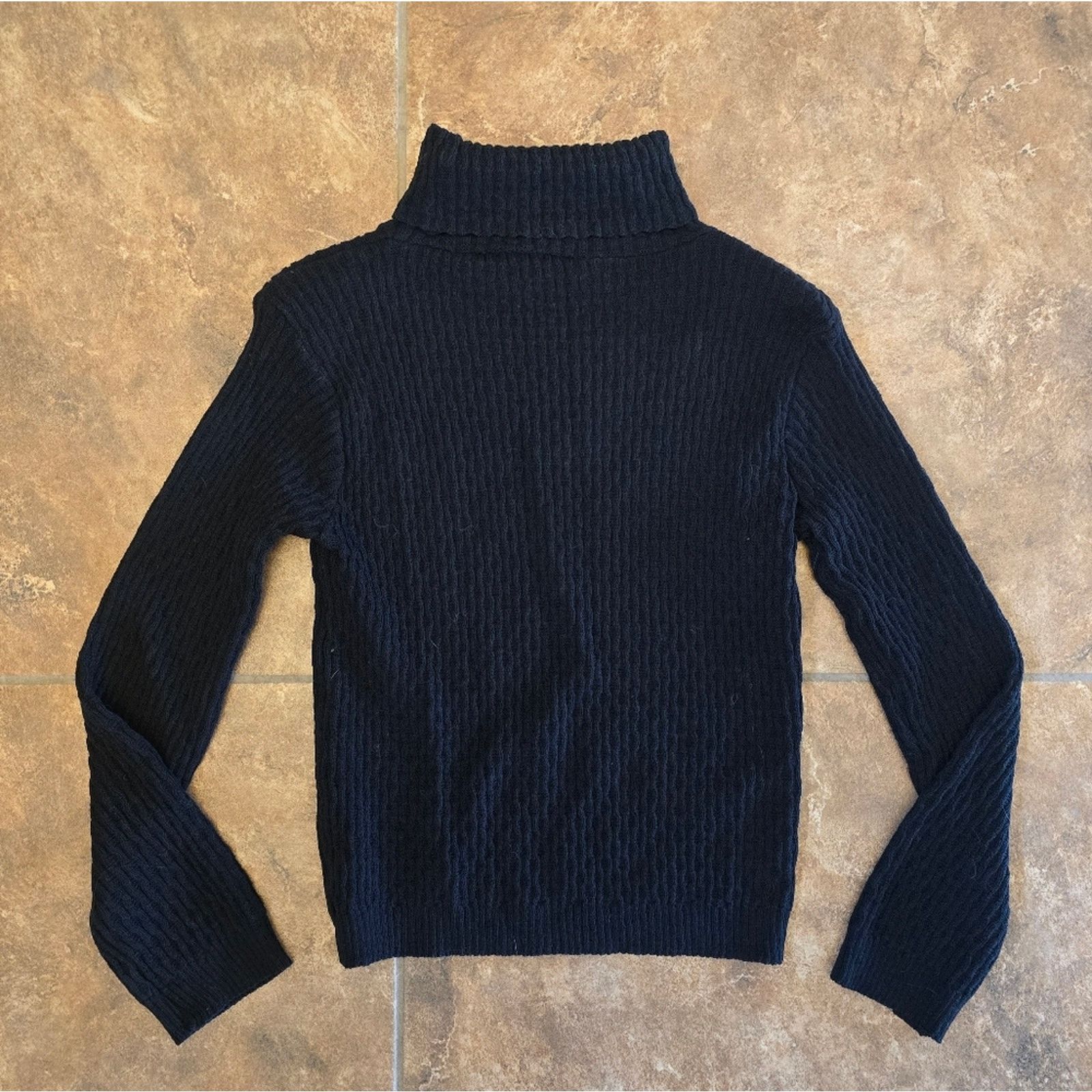 Other Black Textured | LACUNA | Turtleneck Sweater Size M / US 6-8 / IT 42-44 - 2 Thumbnail