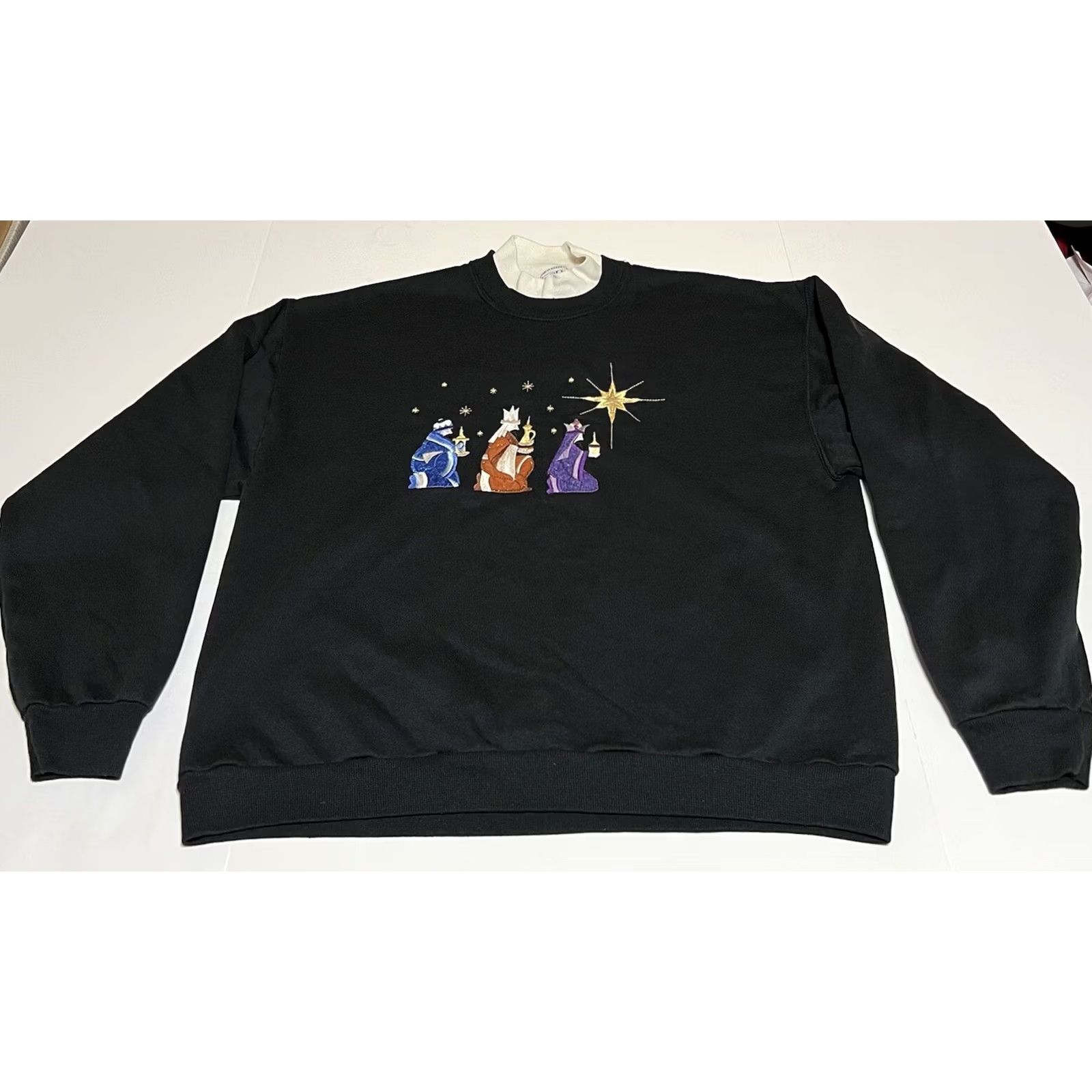 Endless VINTAGE Endless Designs Christmas Sweatshirt Three Wise Men Women’s Size Large Sweater Crew Neck Cotton Blend Black Short Sleeve? Size L / US 10 / IT 46 - 2 Thumbnail