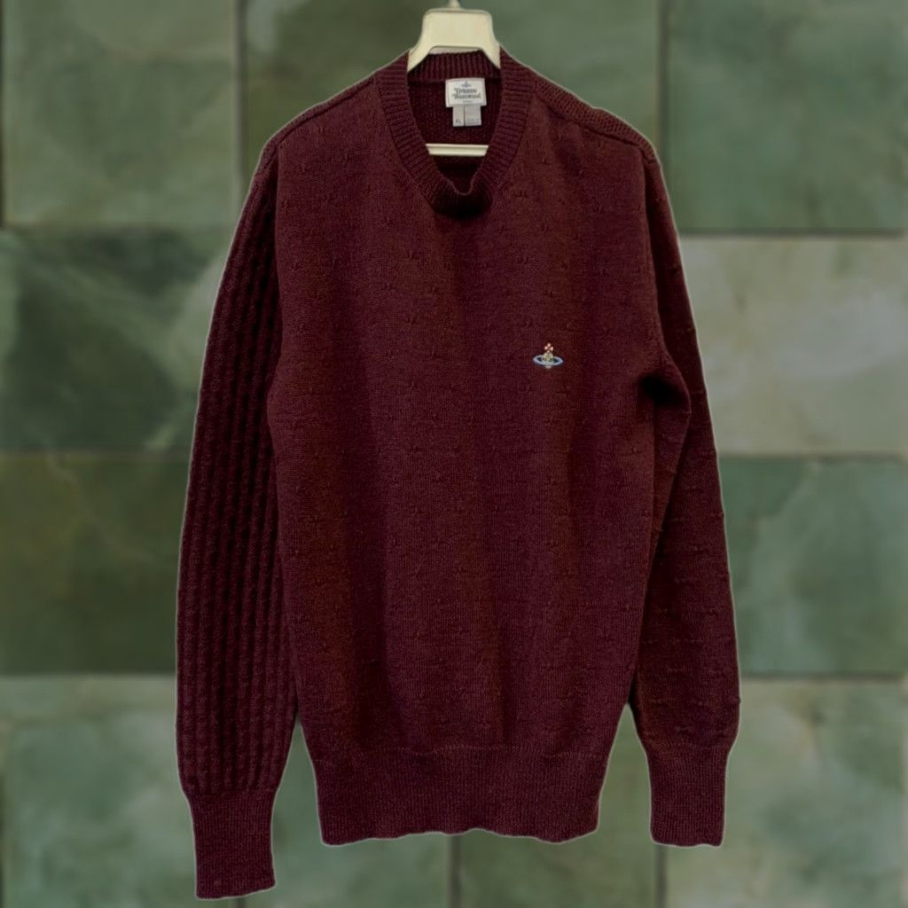 Vivienne Westwood Vivienne Westwood MAN Sweater XL Burgundy Wool Knit Orb Logo Crewneck Pullover Men Made in Romania Size US XL / EU 56 / 4 - 1 Thumbnail