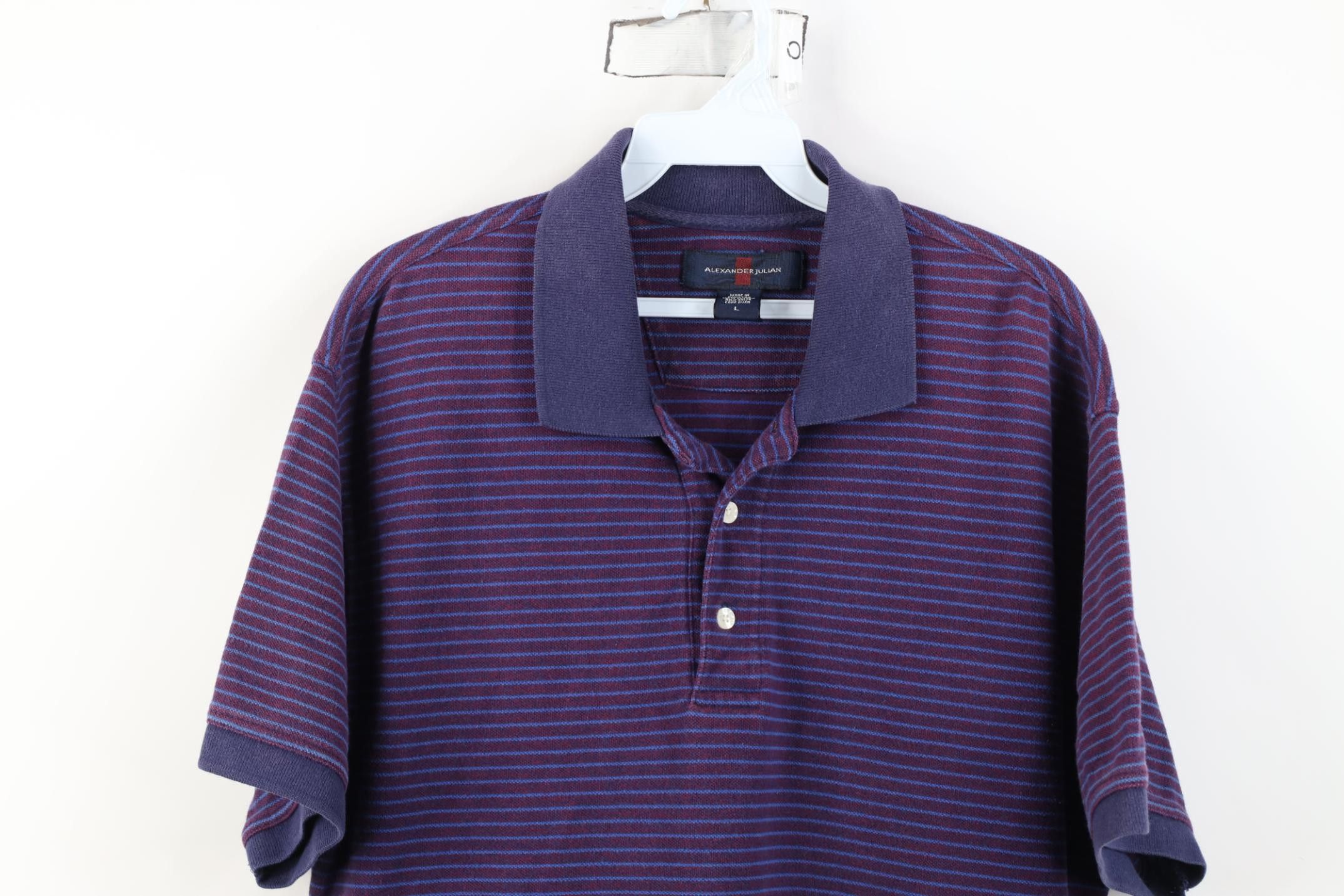 Vintage Vintage 90s Streetwear Striped Cotton Knit Golf Polo Shirt Size US L / EU 52-54 / 3 - 2 Thumbnail