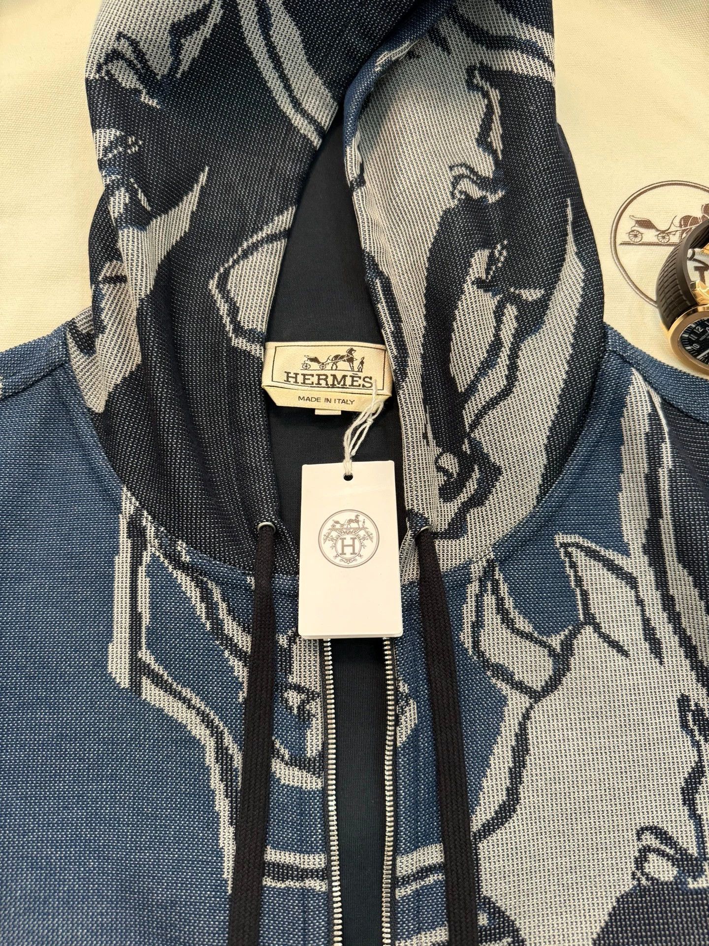Hermes Hermes 23 SS L Horse Motif Tech Cotton 3D Texture Jacket Size US L / EU 52-54 / 3 - 3 Thumbnail