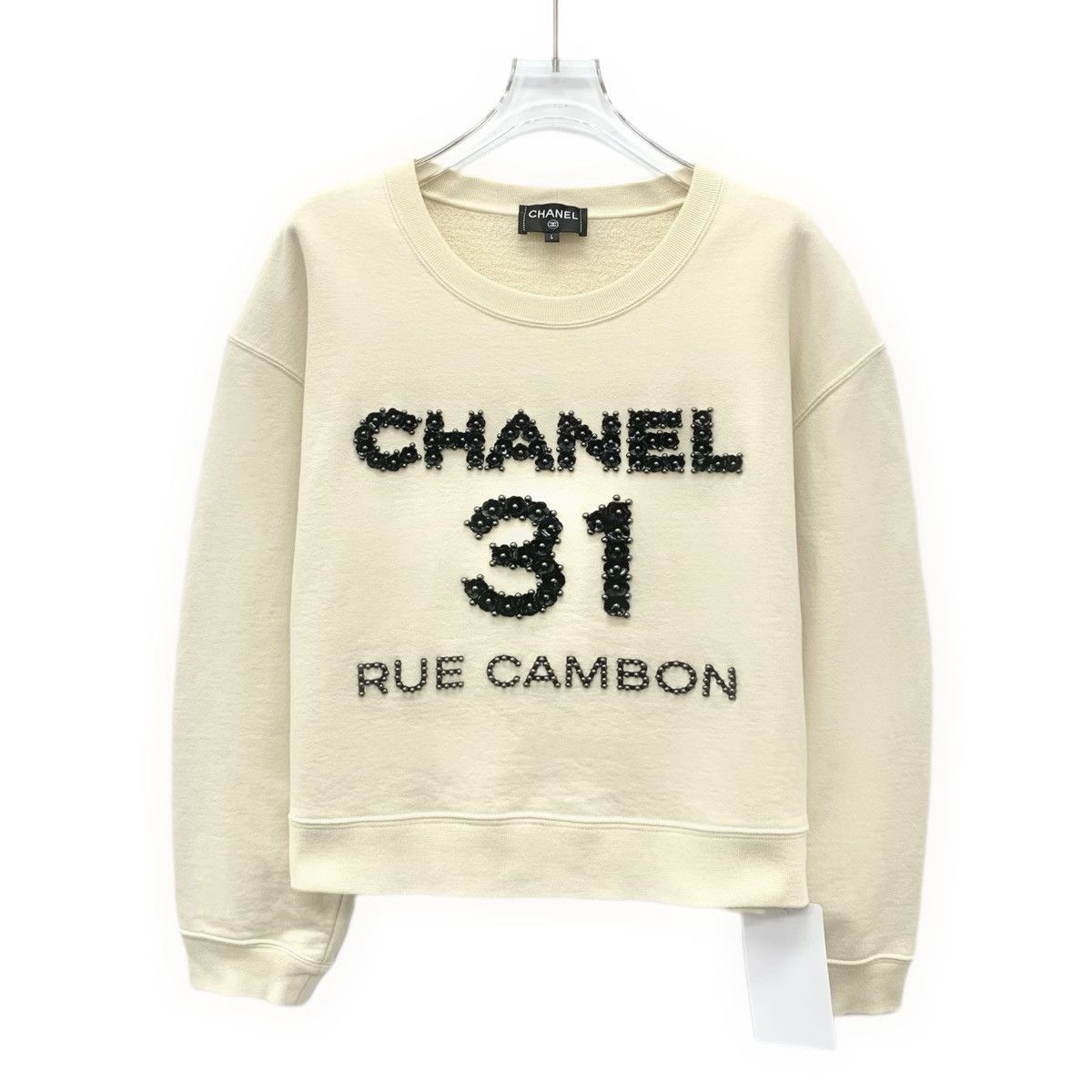Chanel Chanel Off-white Logo Letter Beaded Sweatshirt K26WX Size L / US 10 / IT 46 - 1 Thumbnail
