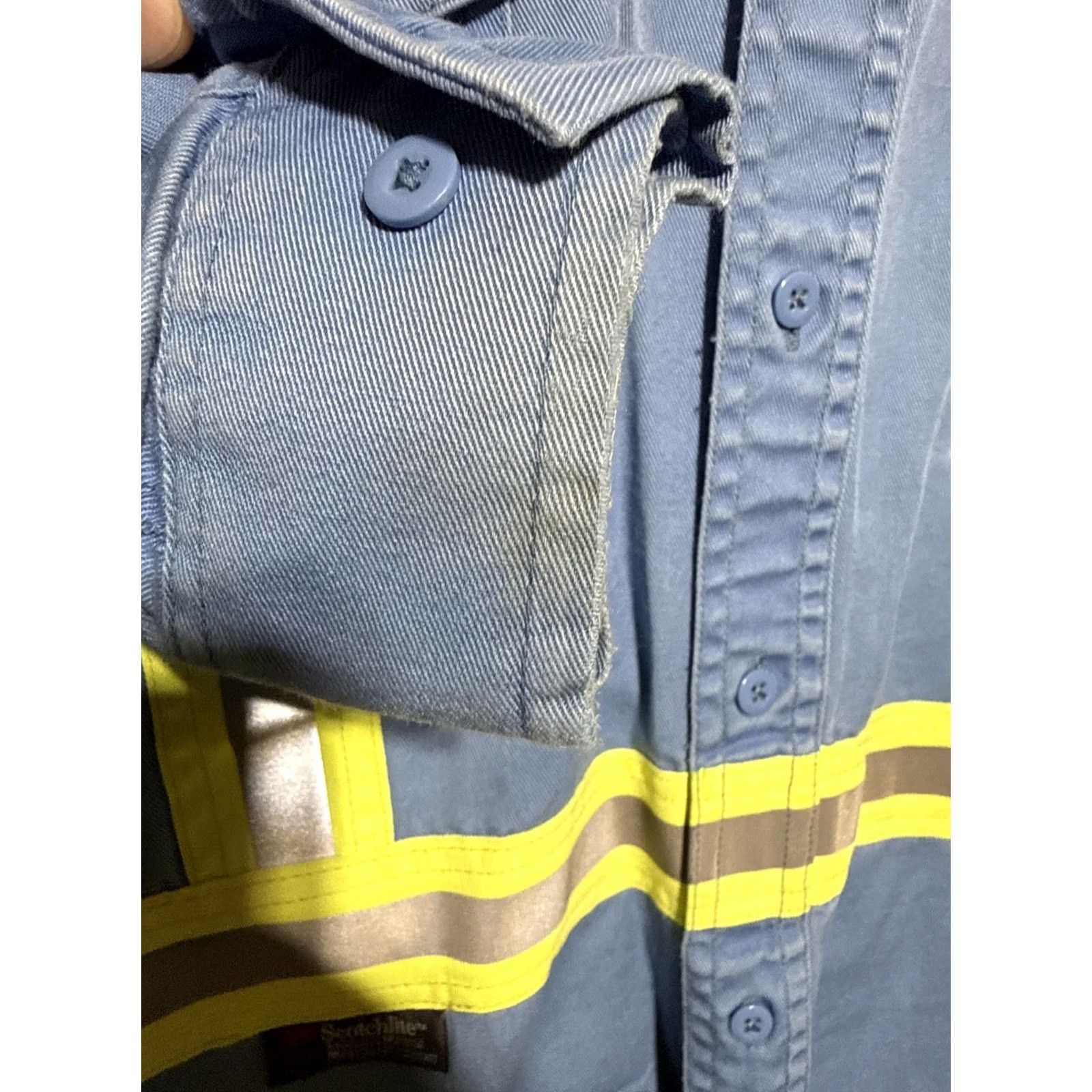 GAS Oil And Gas Safety Supply Men’s XLT Long Sleeve Fire Zero Shirt Flame Resistant Blue 3M Scotchlite Reflective Stripes Mens XLT Shirt Size US XL / EU 56 / 4 - 6 Thumbnail