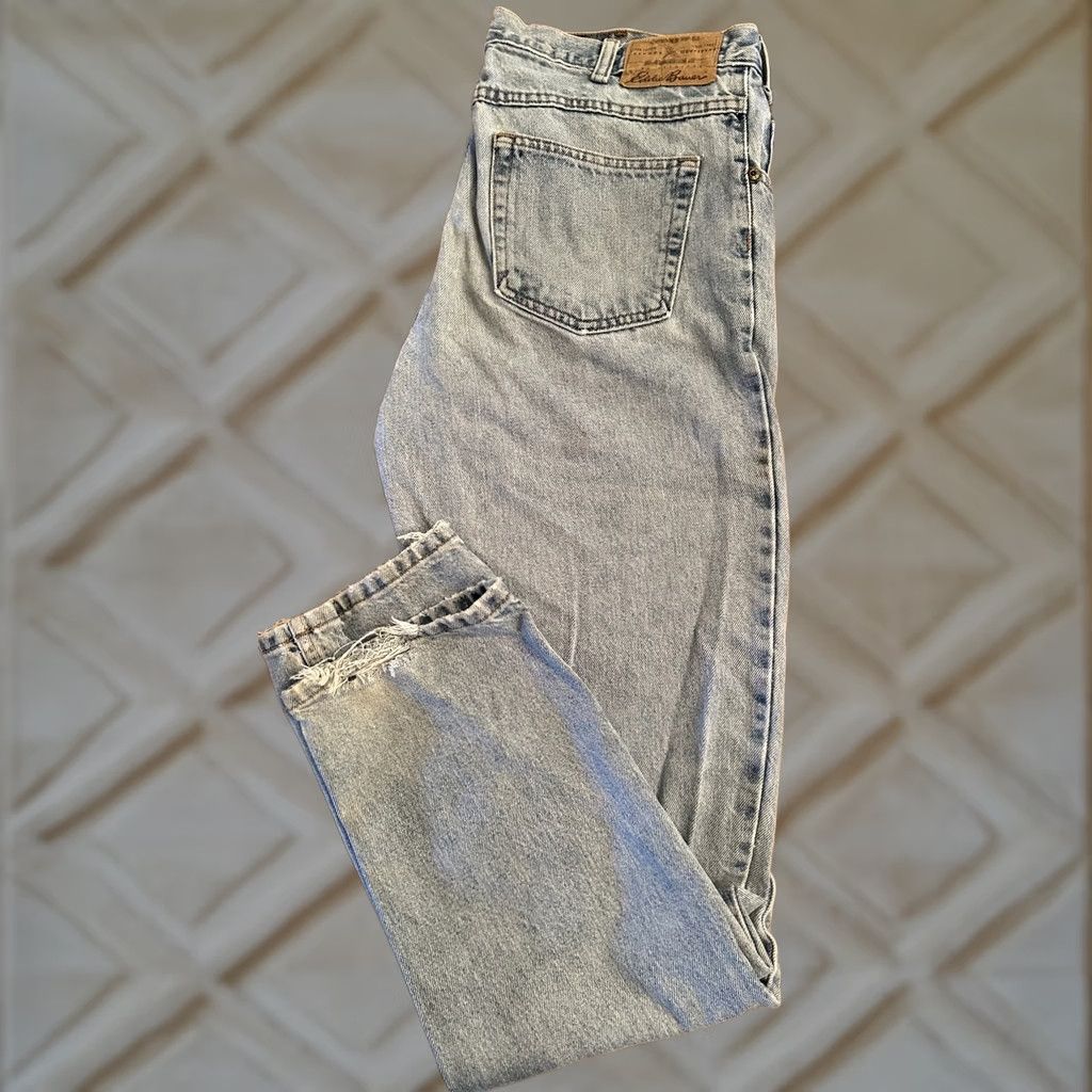 Eddie Bauer VINTAGE Eddie Bauer Jeans Mens Distressed Blue Denim Straight Leg 34 x 34 Classic Fit Regular Inseam 34 Size US 34 / EU 50 - 1 Thumbnail