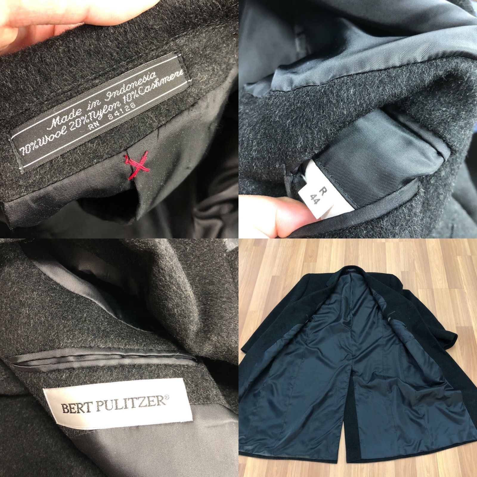 Vintage VINTAGE Bert Pulitzer Pea Coat Jacket 44R REG Wool Cashmere Nylon Mens Gray MINT Size US S / EU 44-46 / 1 - 9 Thumbnail