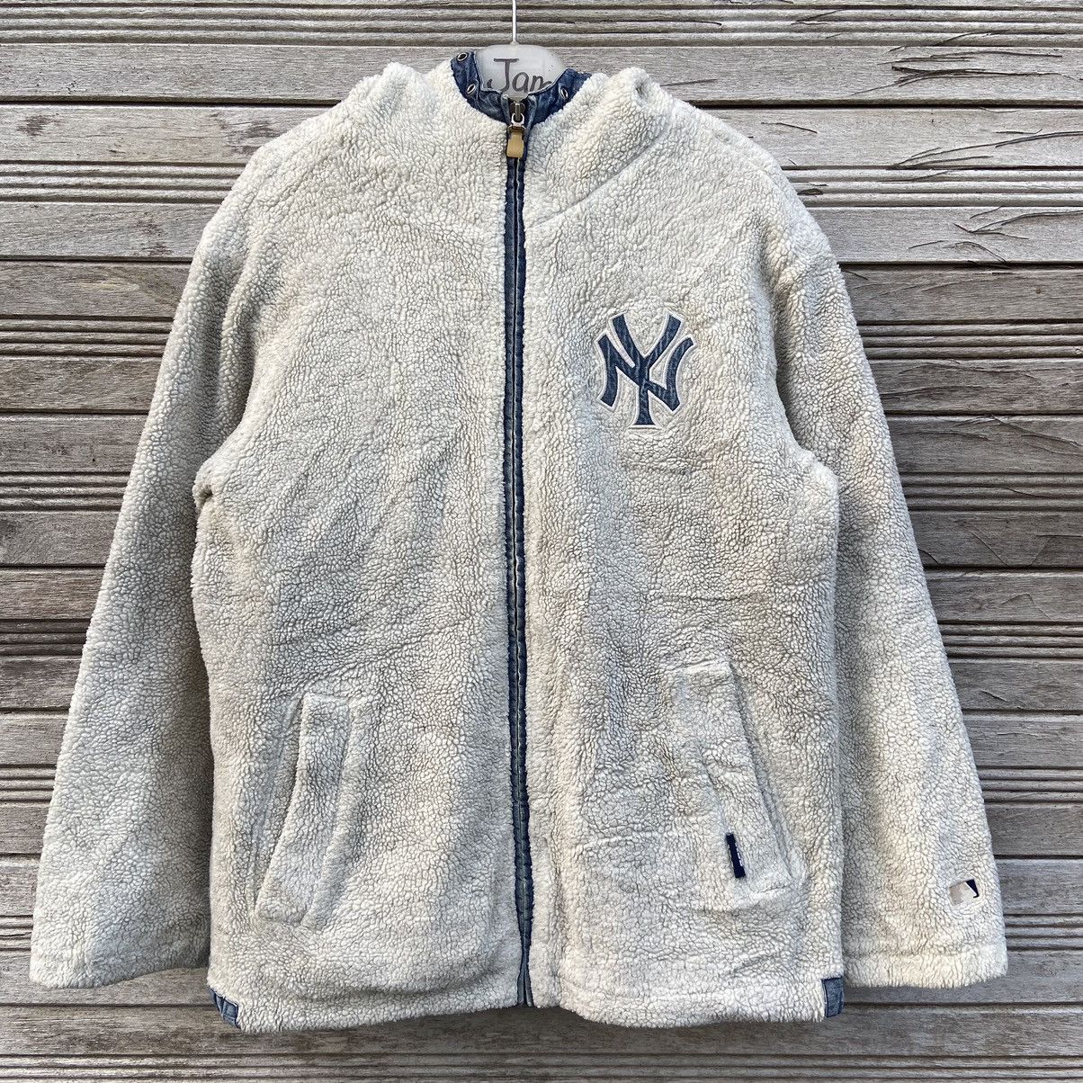 image of Mlb Sherpa Jacket Hoodie in Beige, Men's (Size Large)