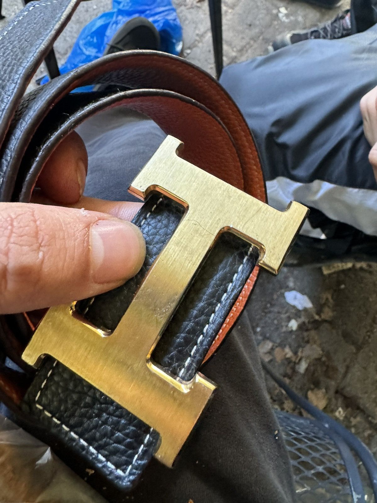 image of Hermes 18K Belt in Black, Men's