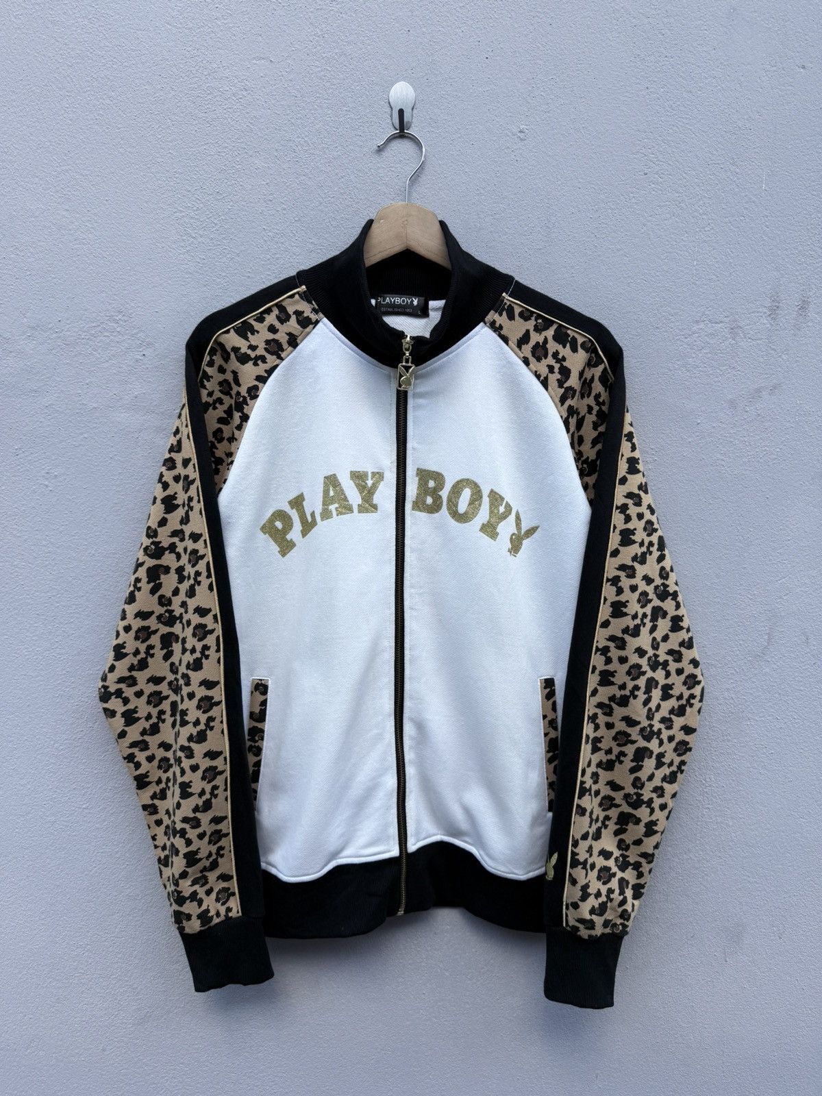 Japanese Brand Vintage PLAYBOY Biglogo Leopard Camo Rare Zipup Jacket Size US M / EU 48-50 / 2 - 2 Thumbnail