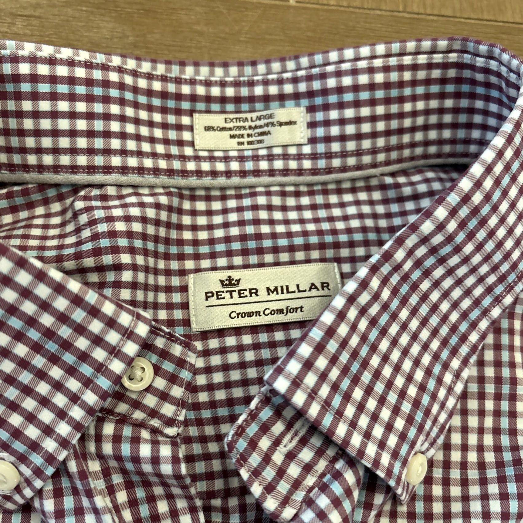 Peter Millar PETER MILLAR Button-Up Shirt XL Purple Plaid Long Sleeve Comfort Cotton Mens Size US XL / EU 56 / 4 - 4 Thumbnail