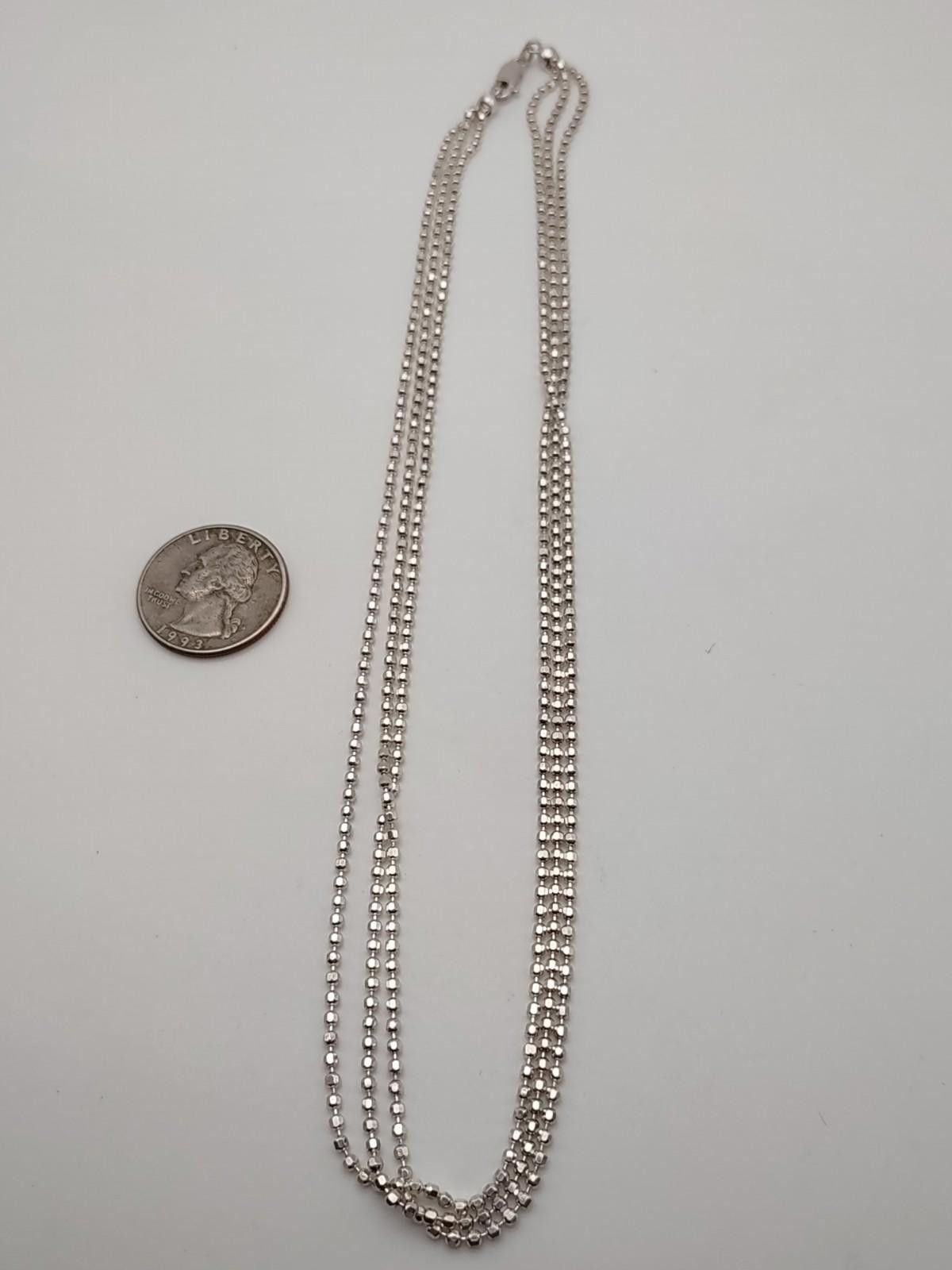 The Unbranded Brand Sterling Silver Triple Strand Bead Necklace 17” 925 Size ONE SIZE - 2 Thumbnail