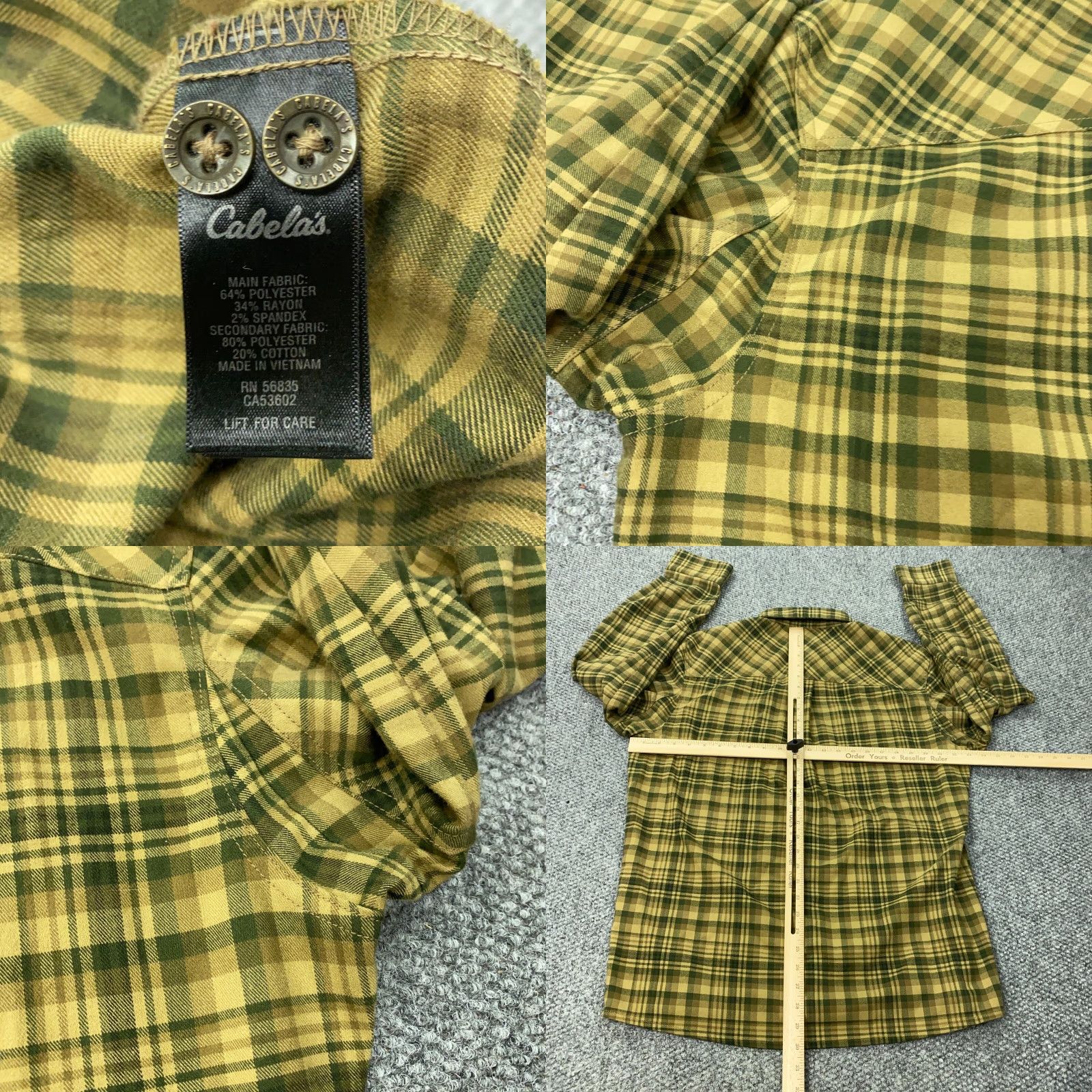 Vintage Cabela's Shirt Mens Large Green Plaid Button-Up Long Sleeve Flannel Stretch Size US L / EU 52-54 / 3 - 8 Thumbnail