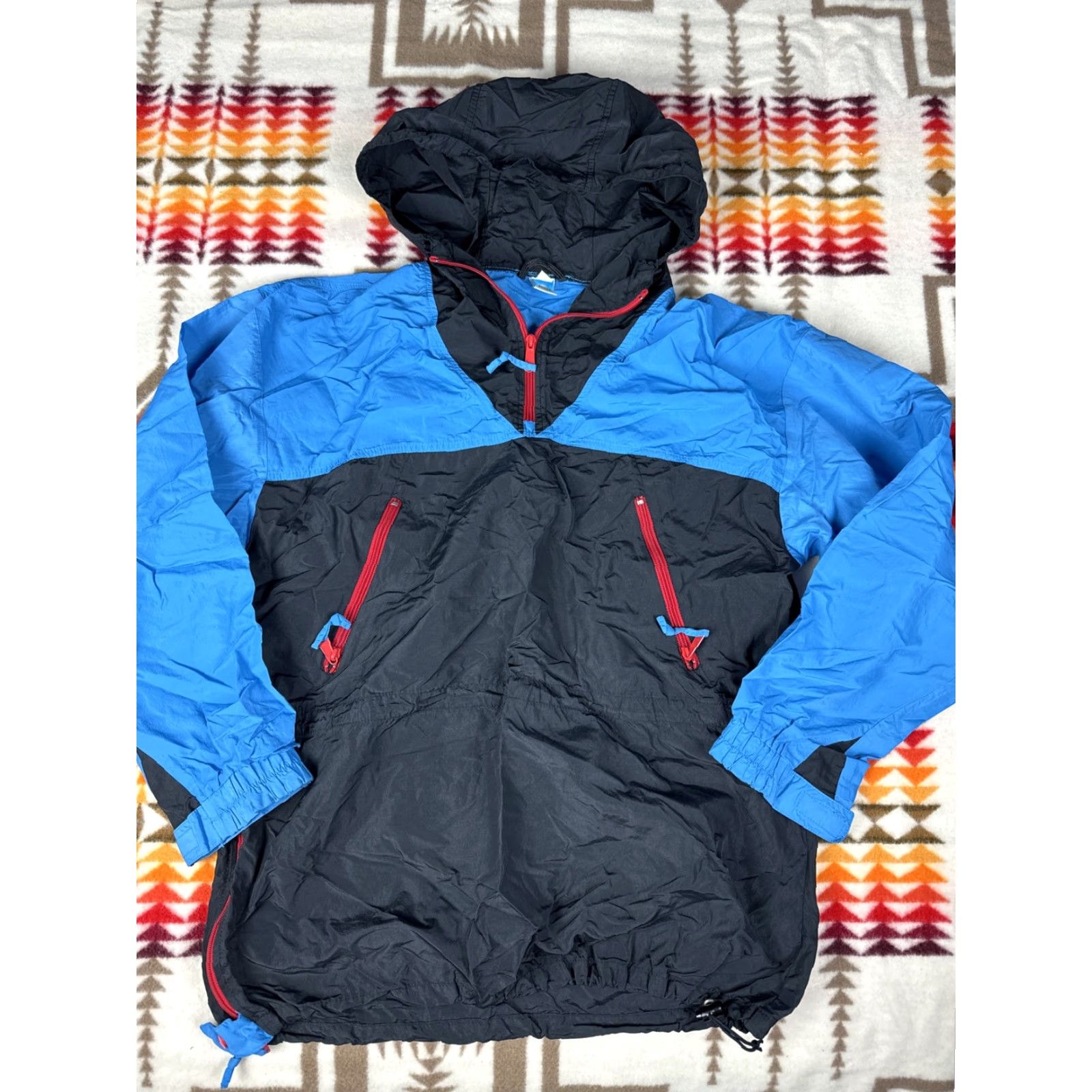Sierra Designs VINTAGE Sierra Designs Hoodie Anorak Windbreaker Jacket M Black Red Aqua Mens Sz M Size US M / EU 48-50 / 2 - 2 Thumbnail
