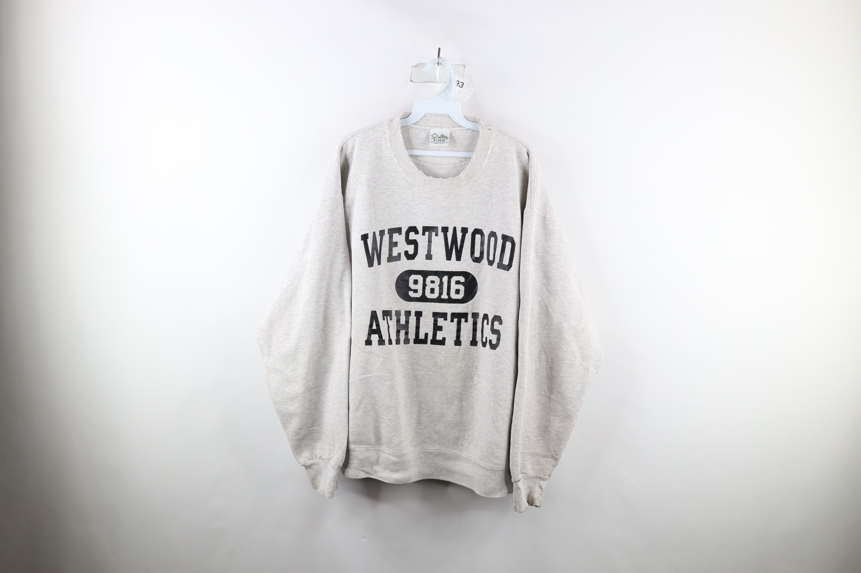 image of Vintage 90's Westwood Athletics Crewneck Sweatshirt Usa in Grey, Men's (Size XL)