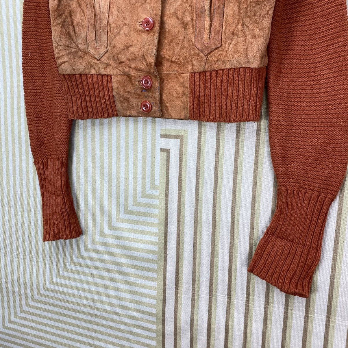 Leather 🫶Vintage Suede and Knit Sleeve High Collar Jacket Size M / US 6-8 / IT 42-44 - 4 Thumbnail