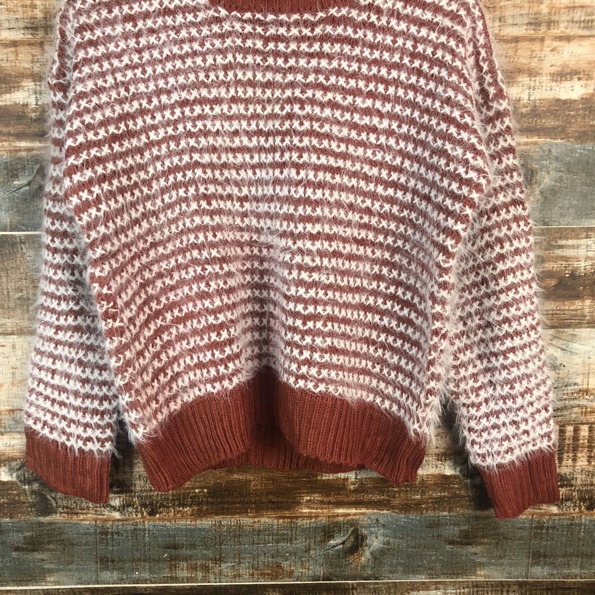 Homespun Knitwear DL Lips Red Mohair shaggy fur Knitwear #C322 Size S / US 4 / IT 40 - 3 Thumbnail