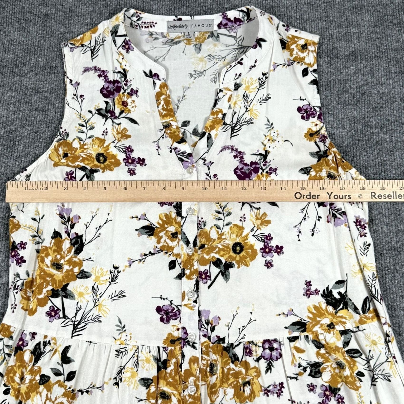 Vintage Absolutely Famous Dress Womens Large White Floral Sleeveless Button Rayon Casual Sundress Size L / US 10 / IT 46 - 6 Thumbnail