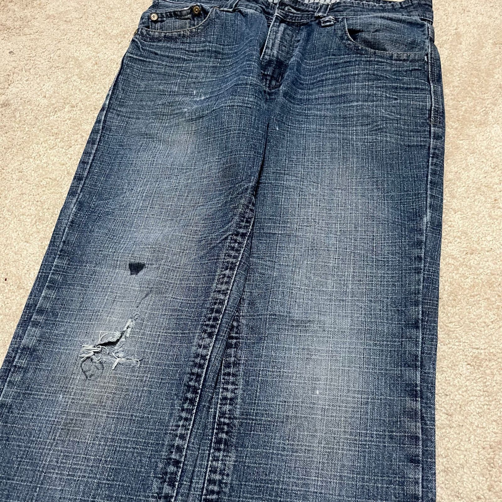 Other Y2K The Machine Skater Cross Embroidered Faded Jeans 32x31.5 Size US 32 / EU 48 - 3 Thumbnail