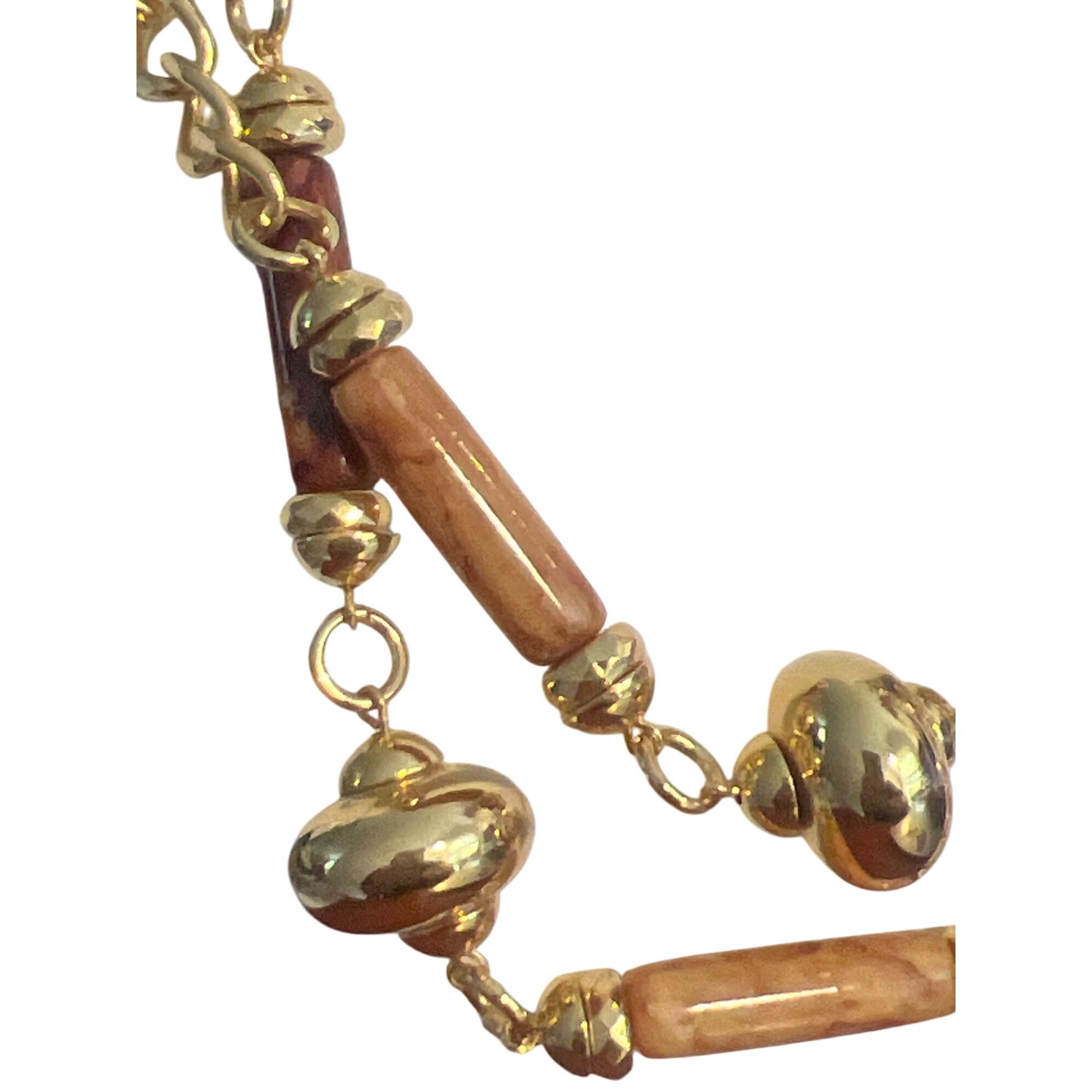 Other Vintage Gold Chain Acrylic Statement Necklace Brown Swirl Ca Size ONE SIZE - 2 Thumbnail