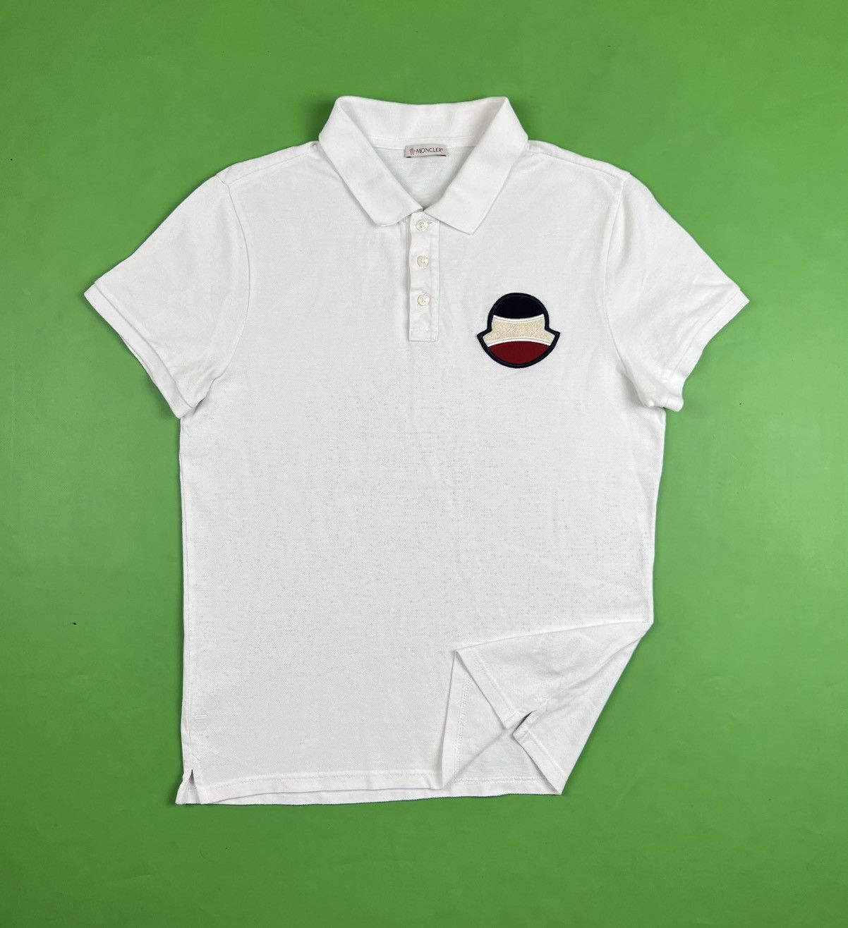 image of Moncler Big Logo Cotton Maglia Polo Manica Corta T-Shirt in White, Men's (Size Small)