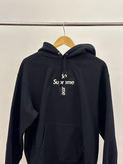 Supreme Cross Box Logo Hooded Sweatshirt 'Black