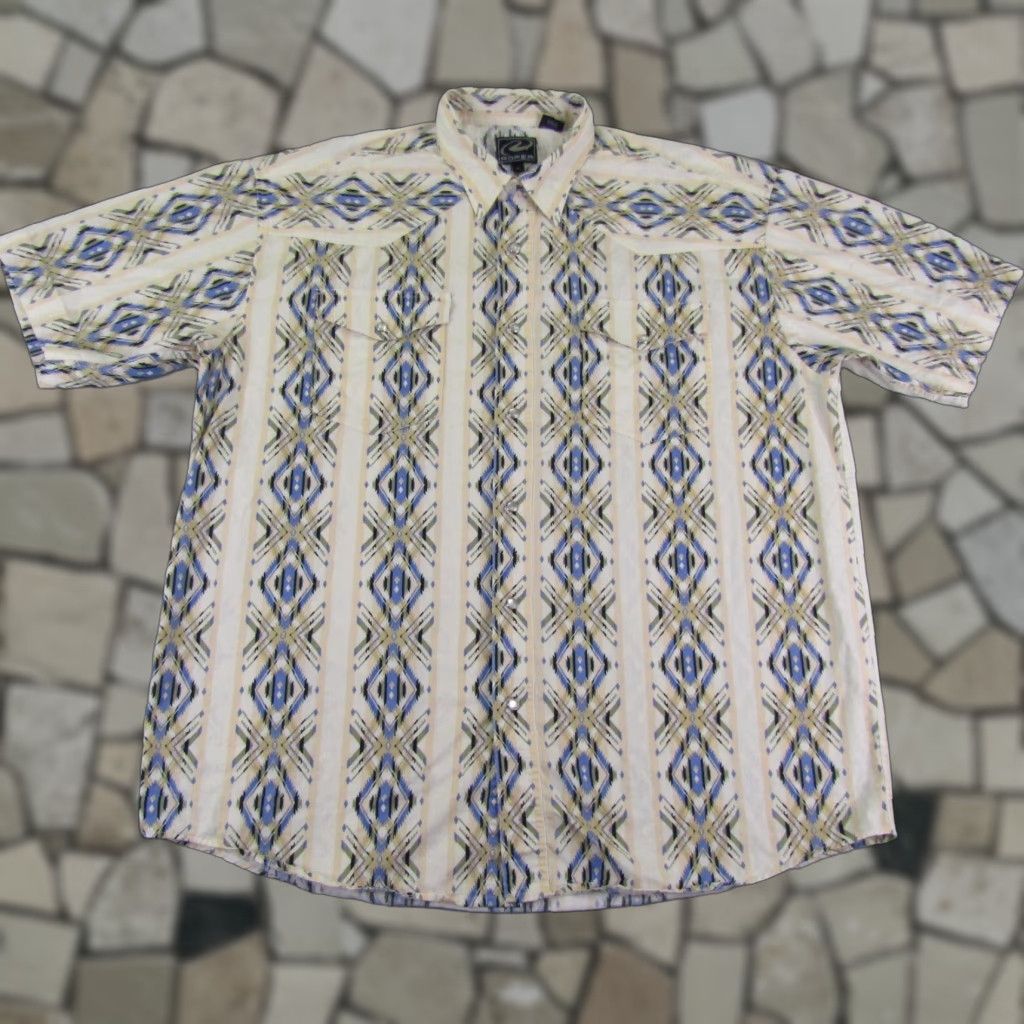 Roper VINTAGE Roper Western Shirt Mens XL White Pink Pearl Snap Southwestern Aztec Rodeo Ranch Shirt Size US XL / EU 56 / 4 - 1 Thumbnail