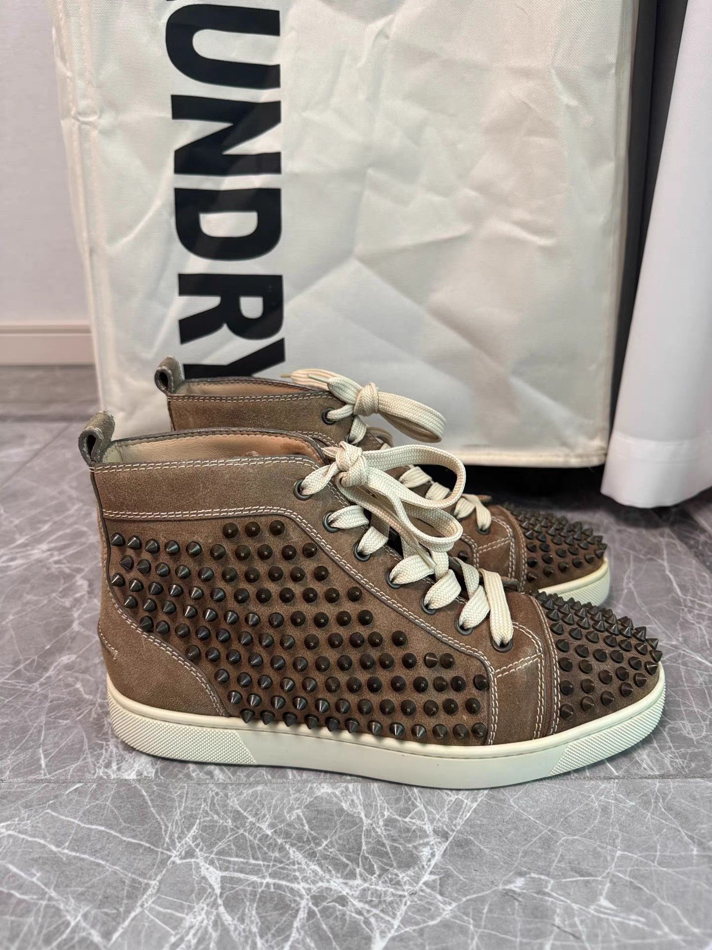 Christian Louboutin Christian Louboutin Spiked Suede Sneakers with Red Sole K6 Size US 7 / EU 40 - 3 Thumbnail