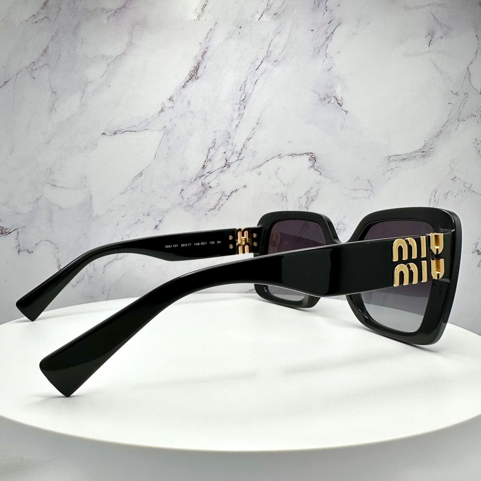 Miu Miu New MIU MIU Sunglasses Black Square Gold Full Rim 56 MIU MIU Size ONE SIZE - 10 Thumbnail