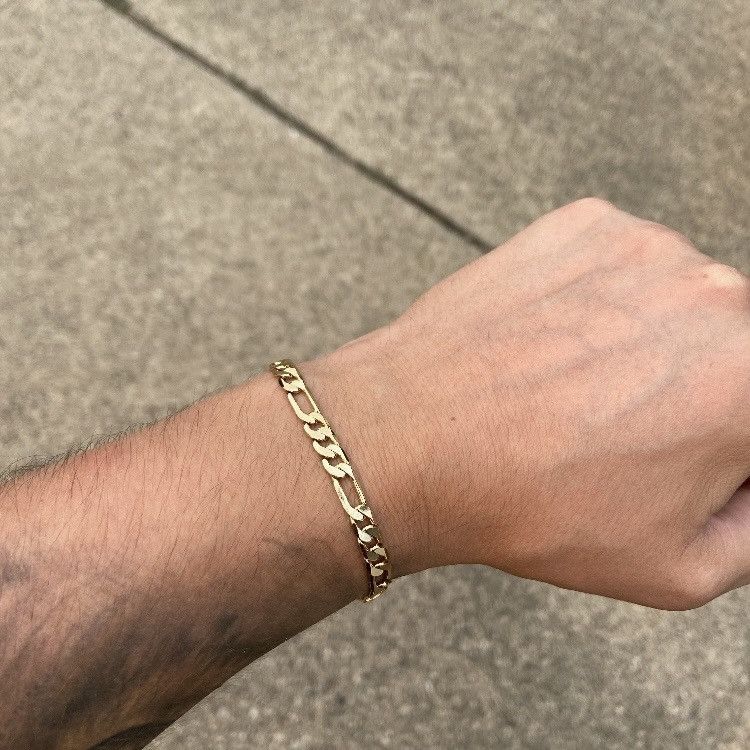 Jewelry Gold Bracelet Figaro Link 8in 6mm Size ONE SIZE - 1 Thumbnail