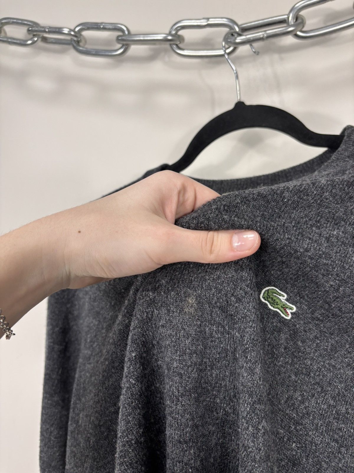 Lacoste Vintage Lacoste Men’s Dark Charcoal Grey Wool V-Neck Sweater Size US M / EU 48-50 / 2 - 4 Thumbnail