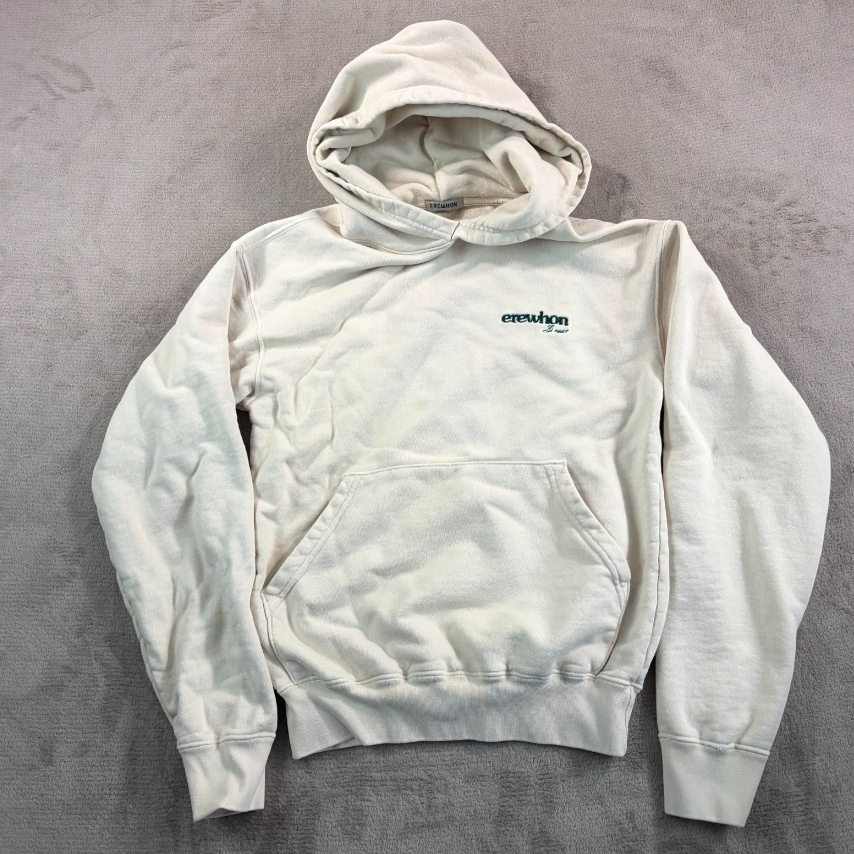 Vintage Erewhon Logo Hoodie XS Women Ivory Cream French Terry Pullover Long Sleeve Crew Neck Logo Pocket Classic College Modern 90s Outdoor Sports Activewear Size XS / US 0-2 / IT 36-38 - 3 Thumbnail