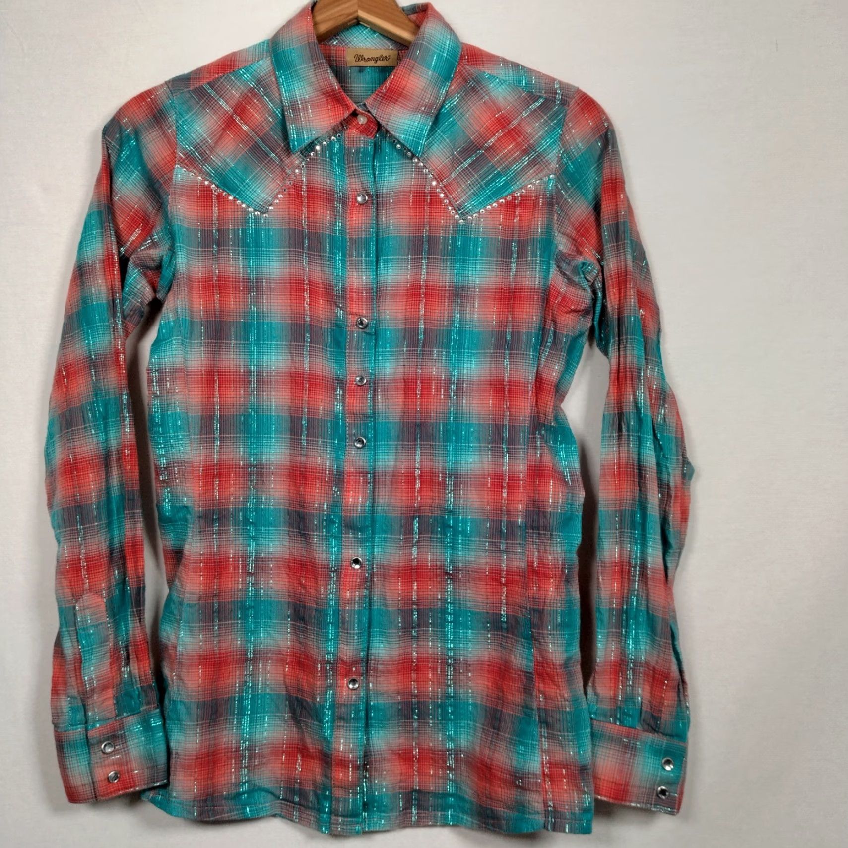 Wrangler VINTAGE Wrangler Women's Western Shirt XS Long Sleeve Plaid Rhinestone Snap Cowgirl Rodeo Rodeo Western Style Size XS / US 0-2 / IT 36-38 - 2 Thumbnail
