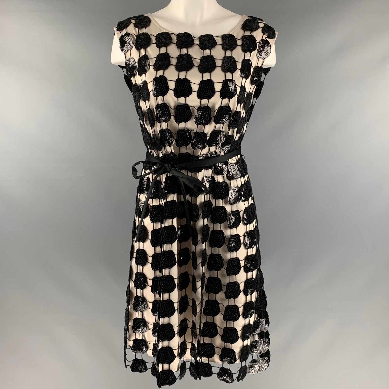 Emporio Armani EMPORIO ARMANI Cream Polyester Sequined Sleeveless Cocktail Size S / US 4 / IT 40 - 1 Thumbnail