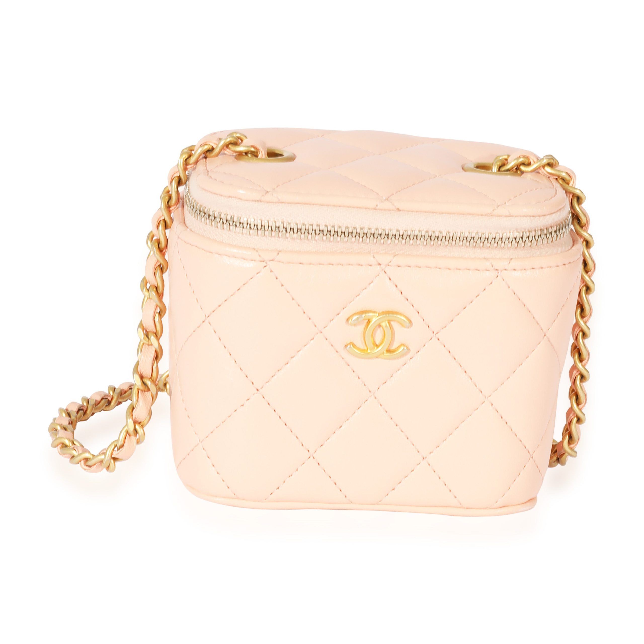 image of Chanel Pink Lambskin Pearl Crush Mini Vanity Case, Women's