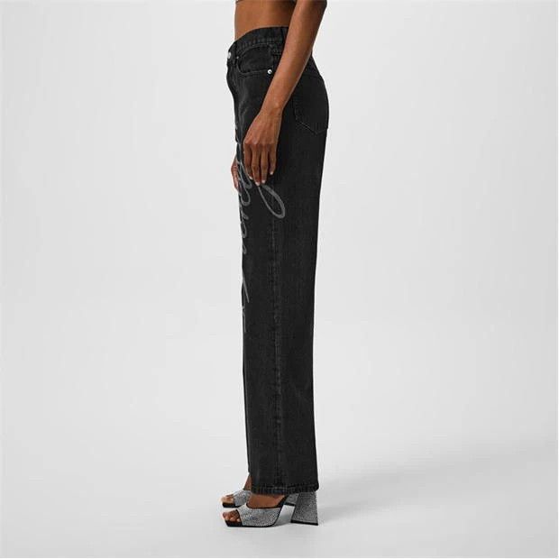 Alexander Wang o1g2r1mq0824 Cryst Logo Jeans in Dark Grey Size 28" / US 6 / IT 42 - 3 Thumbnail