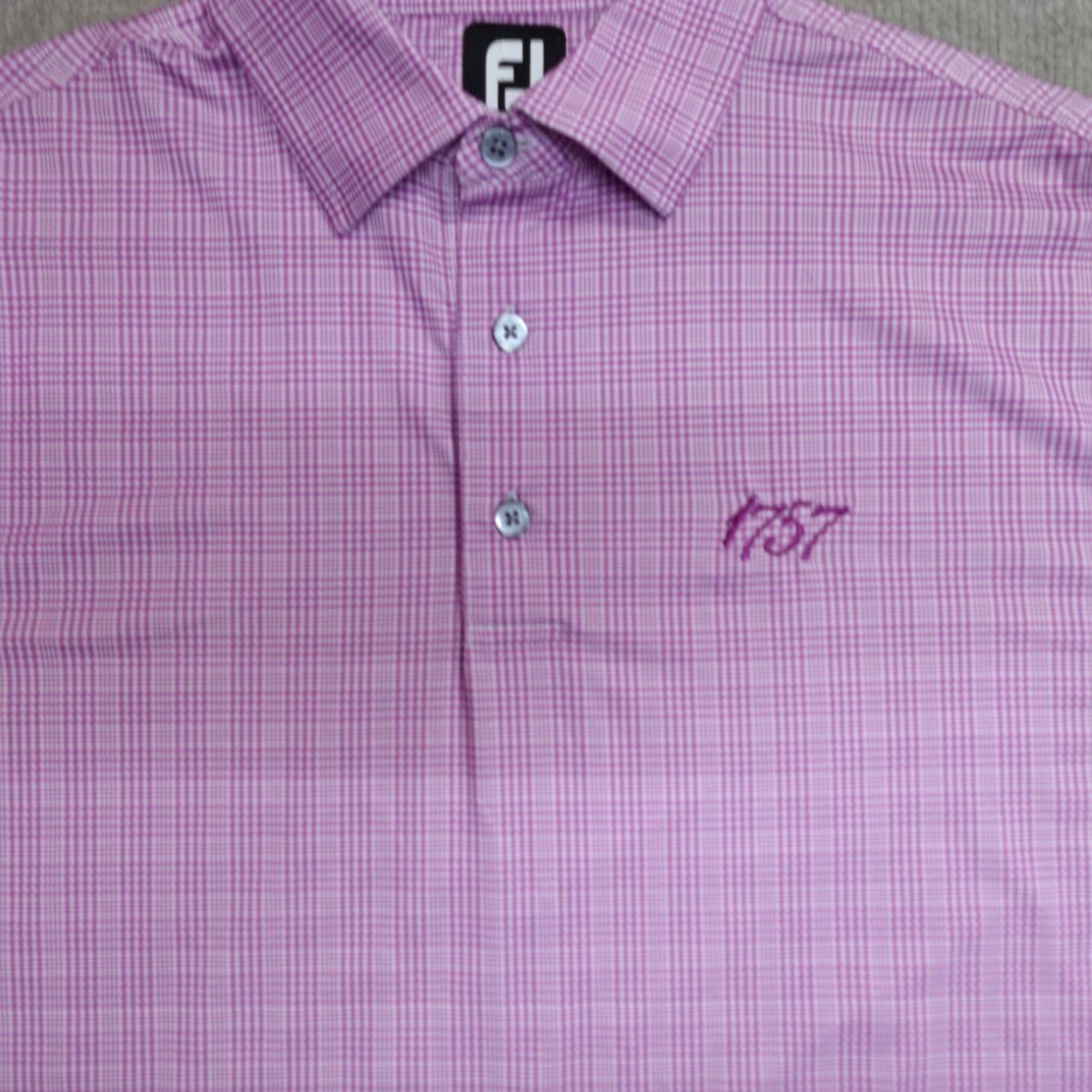 Footjoy FootJoy Mens Polo Shirt Short Sleeve Pink Plaid Regular M Embroidered Golf Size US M / EU 48-50 / 2 - 2 Thumbnail