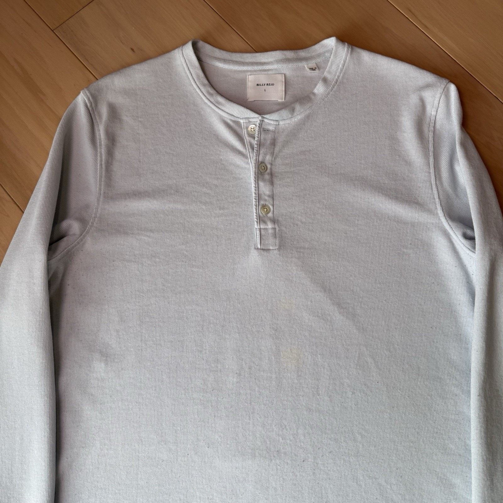 Billy Reid Billy Reid Henley Shirt L Gray Blue Tint Long Sleeve Cotton Size US L / EU 52-54 / 3 - 4 Thumbnail
