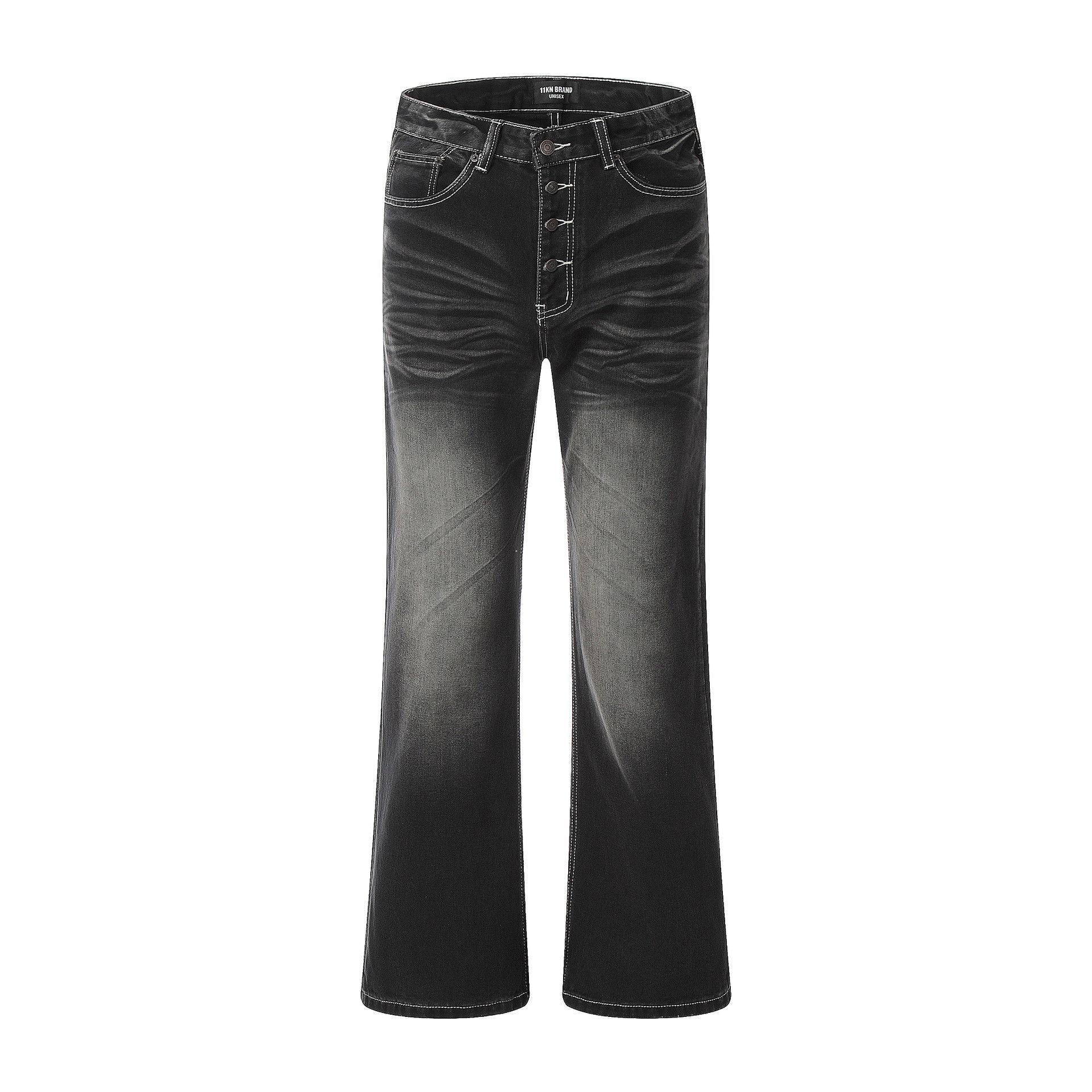 Japanese Brand × Jean Retro high street cracked versatile Cleanfit flared jeans Size US 32 / EU 48 - 1 Thumbnail