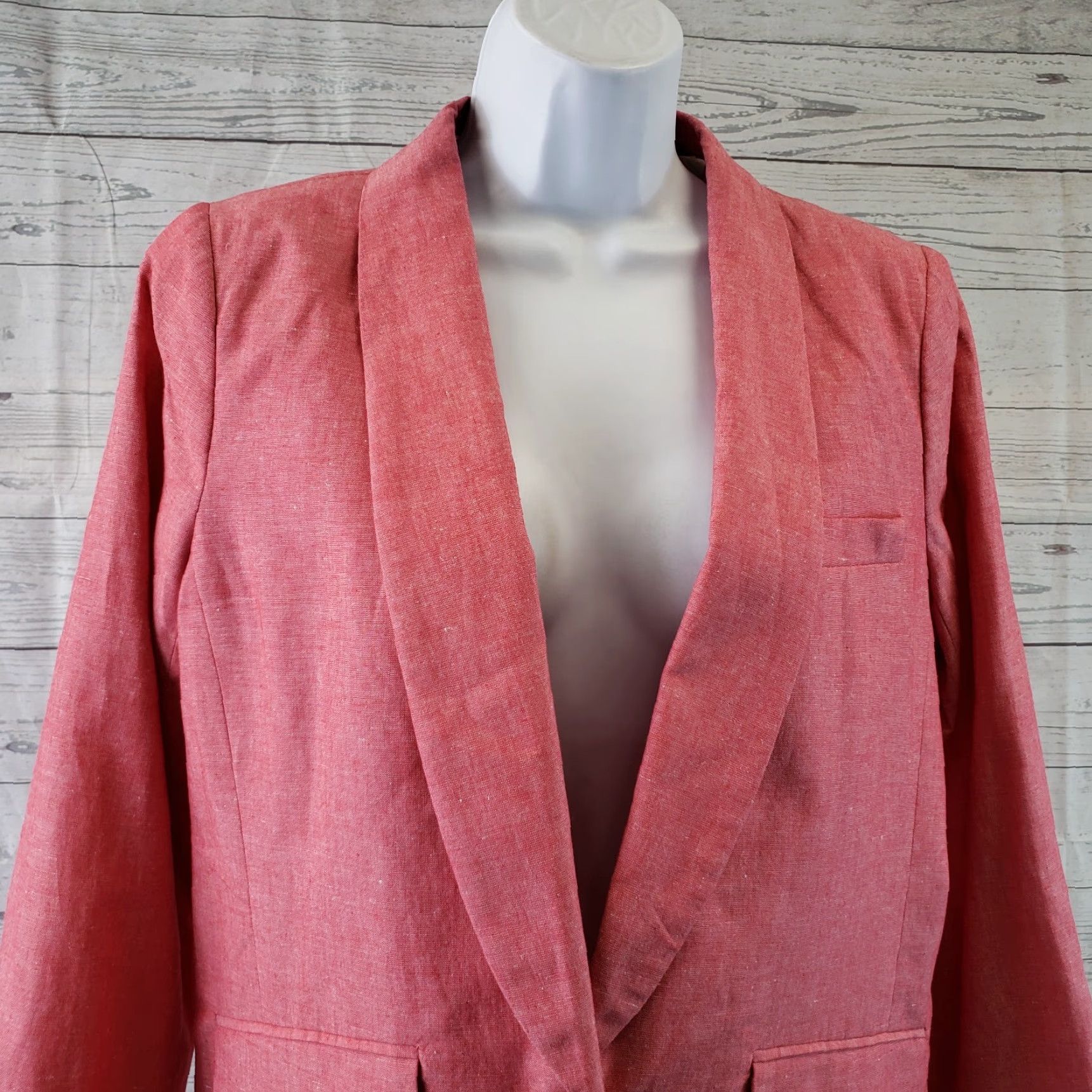 J.Crew J.CREW Blazer Womens Unstructured Sz 10 Red Cotton Linen Blend Shirt / Jacket (Regular) - Blazer - 10 - Red - Solid - Women Size L / US 10 / IT 46 - 2 Thumbnail