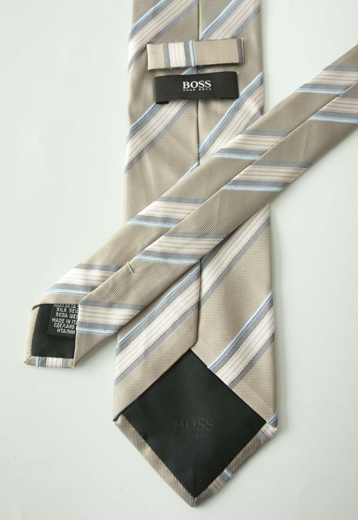 Hugo Boss Hugo Boss Tie 100% Silk Made in Italy Pale Brown Size ONE SIZE - 4 Thumbnail
