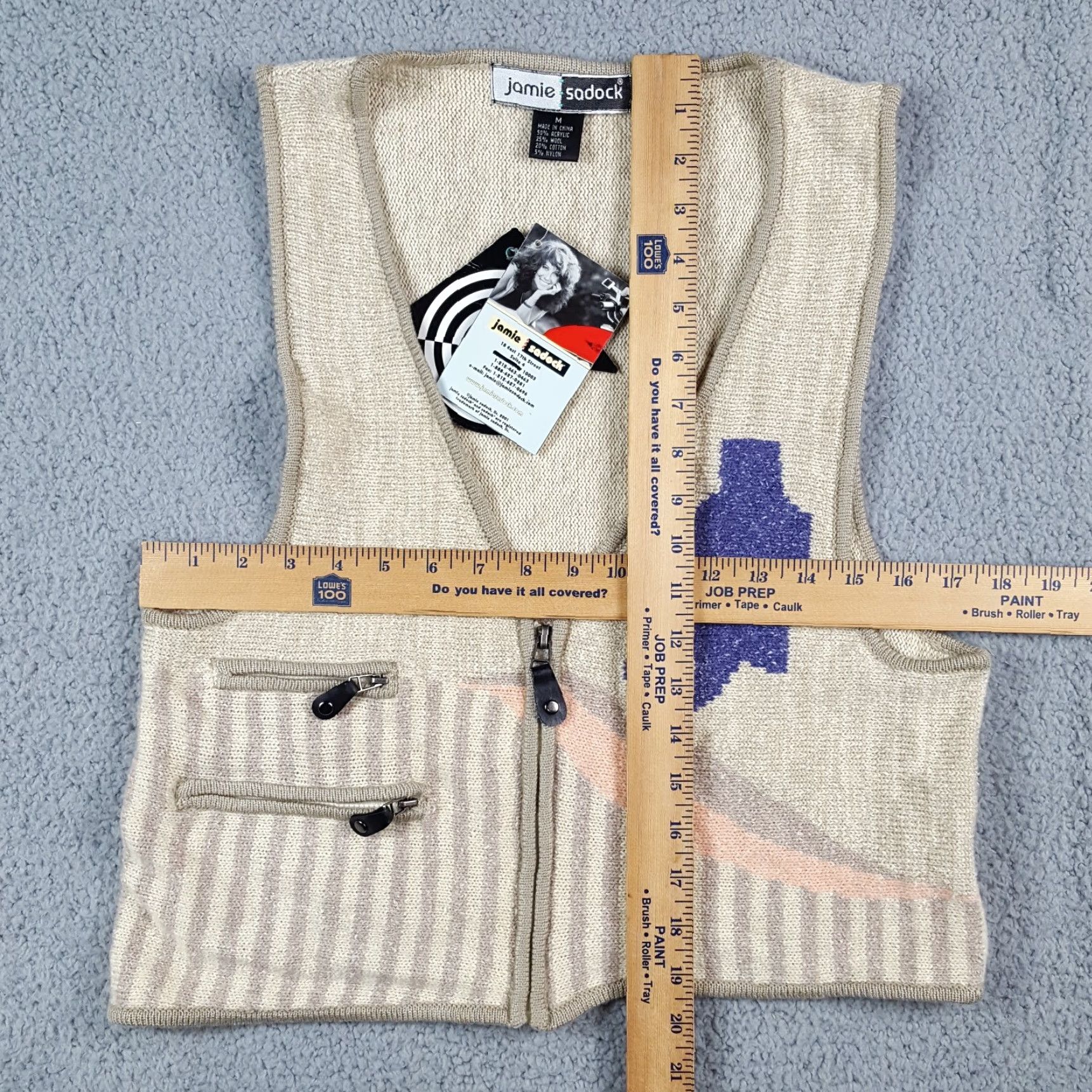 Etro VINTAGE Jamie Sadock Y2K Retro Preppy Knit Cardigan Sweater Vest Women's Medium Sleeveless Zip Up Beige 00s Casual Size M / US 6-8 / IT 42-44 - 6 Thumbnail